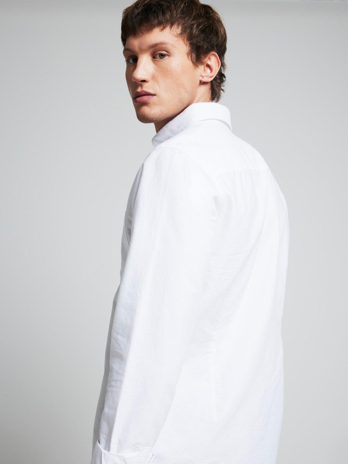 Image 2 of 6 of River Island Long Sleeve Oxford Shirt - White
