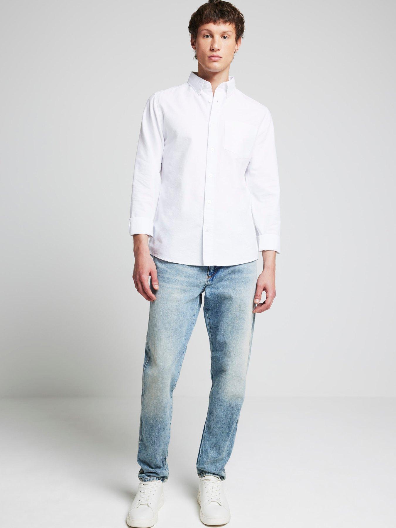 Image 3 of 6 of River Island Long Sleeve Oxford Shirt - White