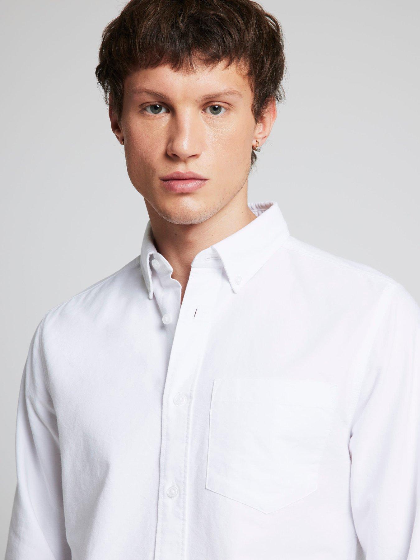 Image 4 of 6 of River Island Long Sleeve Oxford Shirt - White