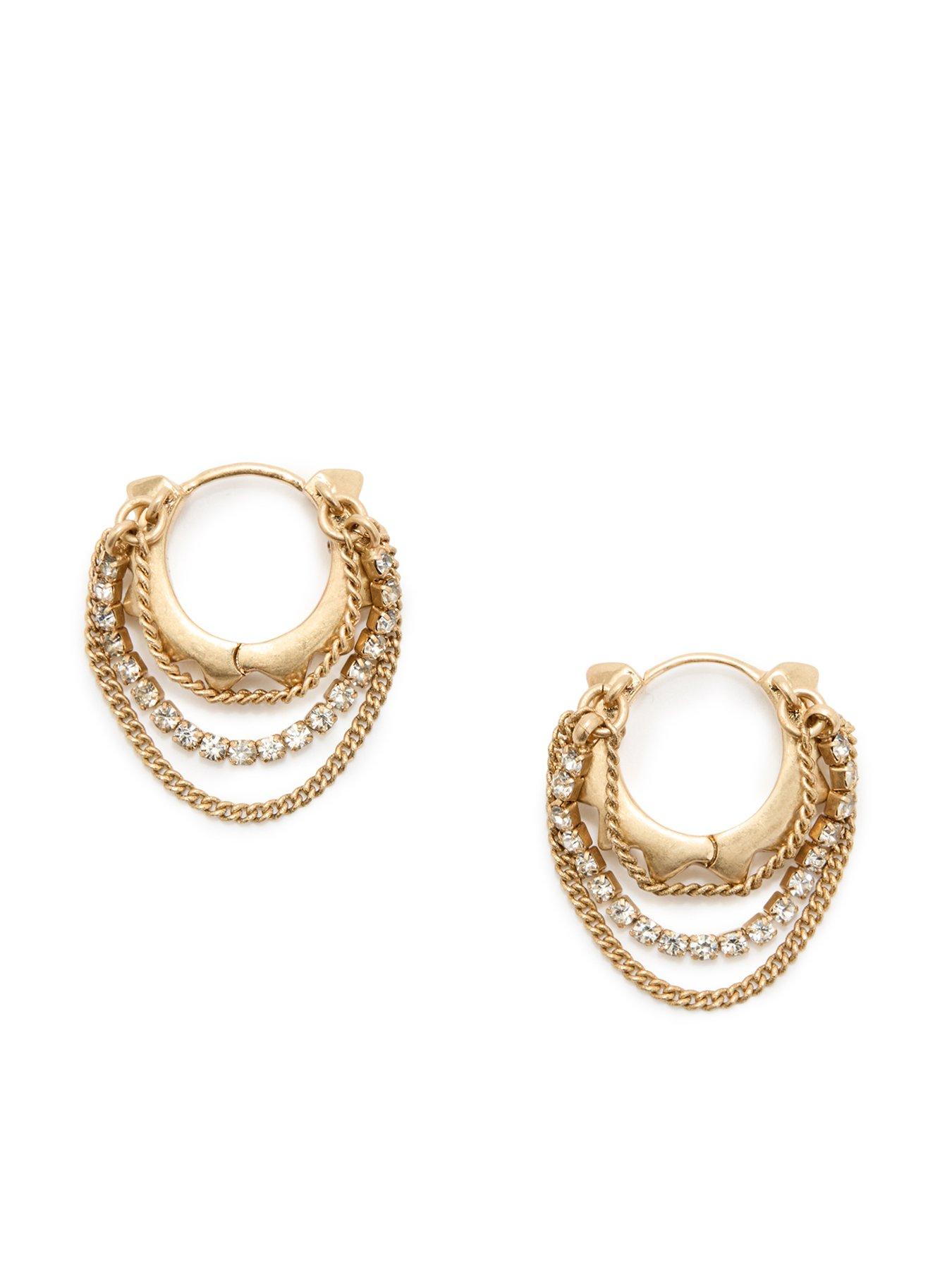 allsaints-multi-chain-huggie-earring-gold