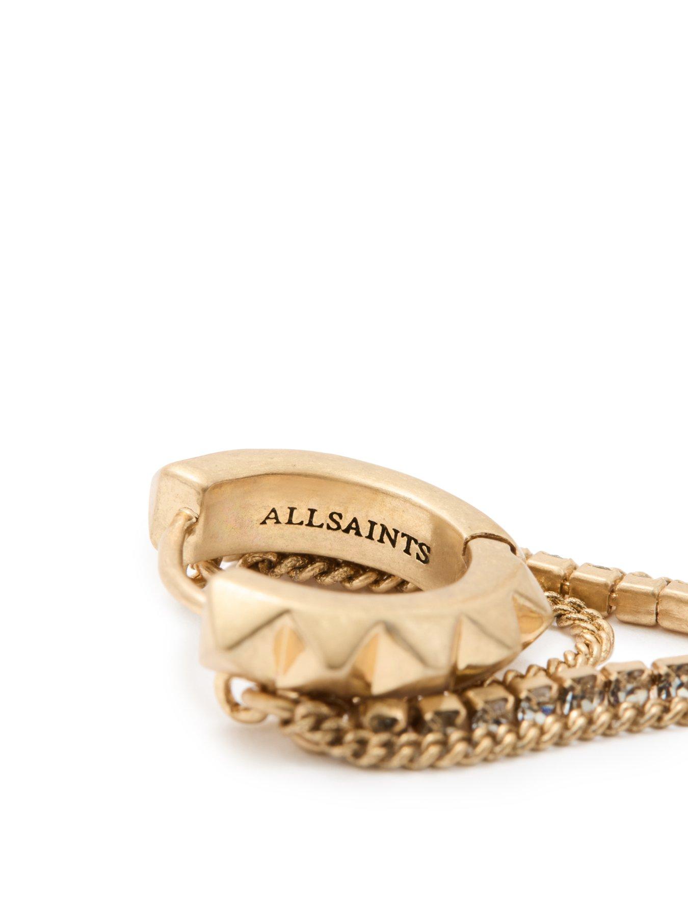  image of allsaints-multi-chain-huggie-earring-gold