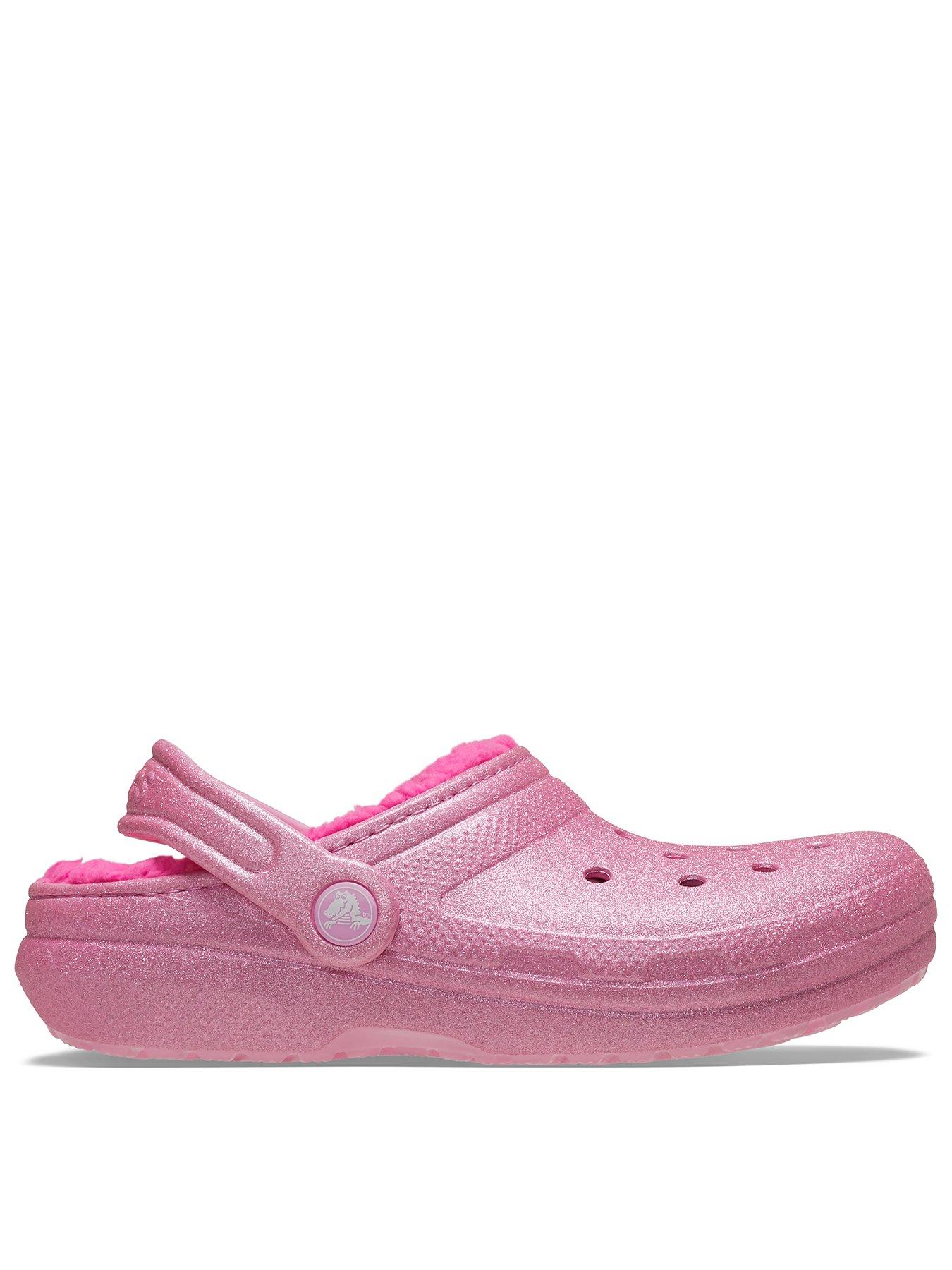 undefined Kids Classic Lined Glitter Clog - Pink