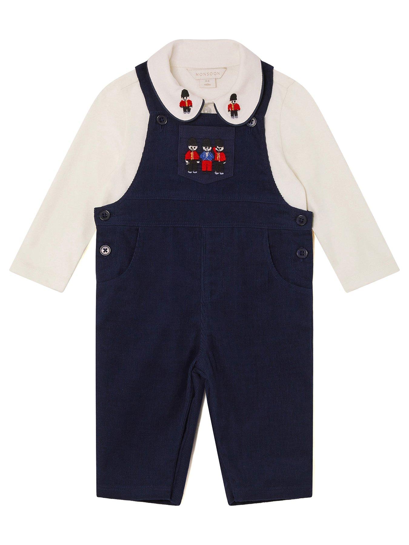 River Island Baby Baby Boys Bear Dungarees Set Beige littlewoods