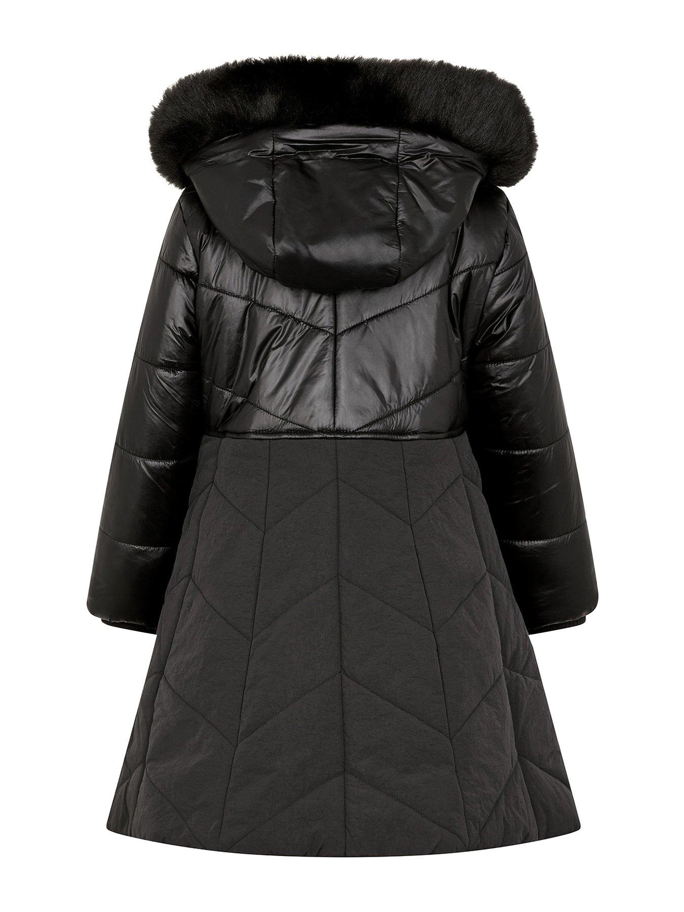  image of monsoon-girls-matte-shine-skirt-coat-black