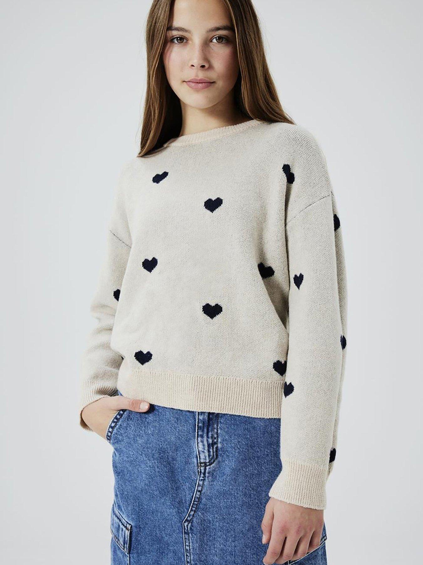 undefined Girls Heart Knitted Jumper - Beige