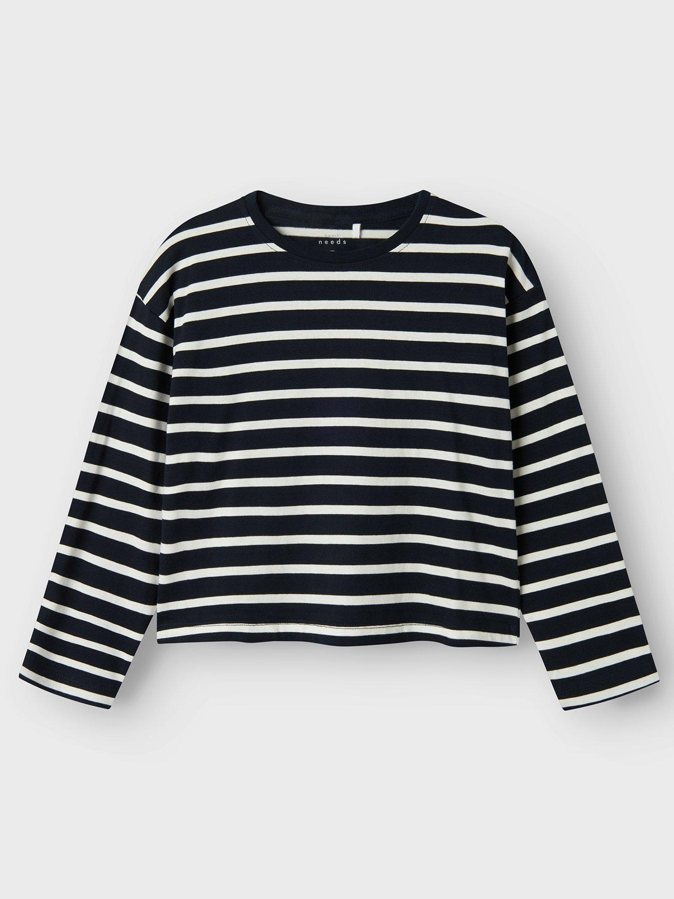 undefined Girls Long Sleeve Stripe Tshirt - Dark Sapphire
