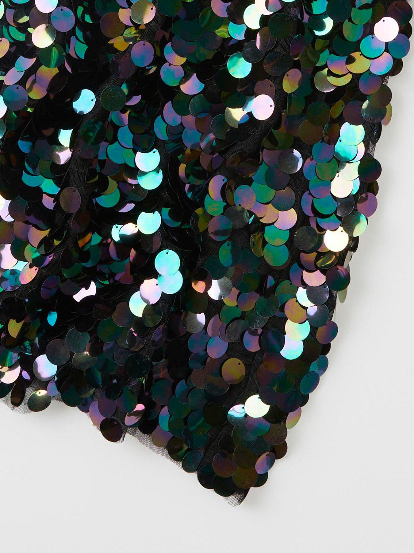  image of name-it-girls-sequin-short-sleeve-top-black