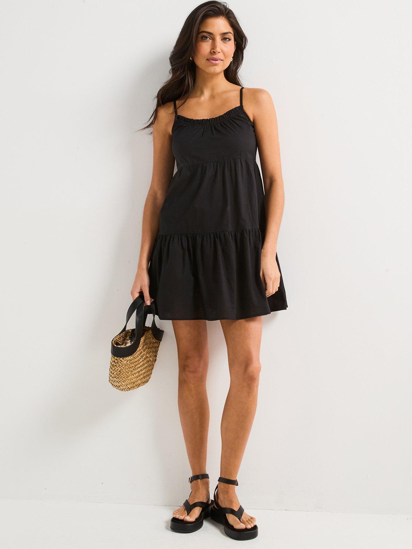  image of everyday-tiered-strappy-cotton-beach-dress
