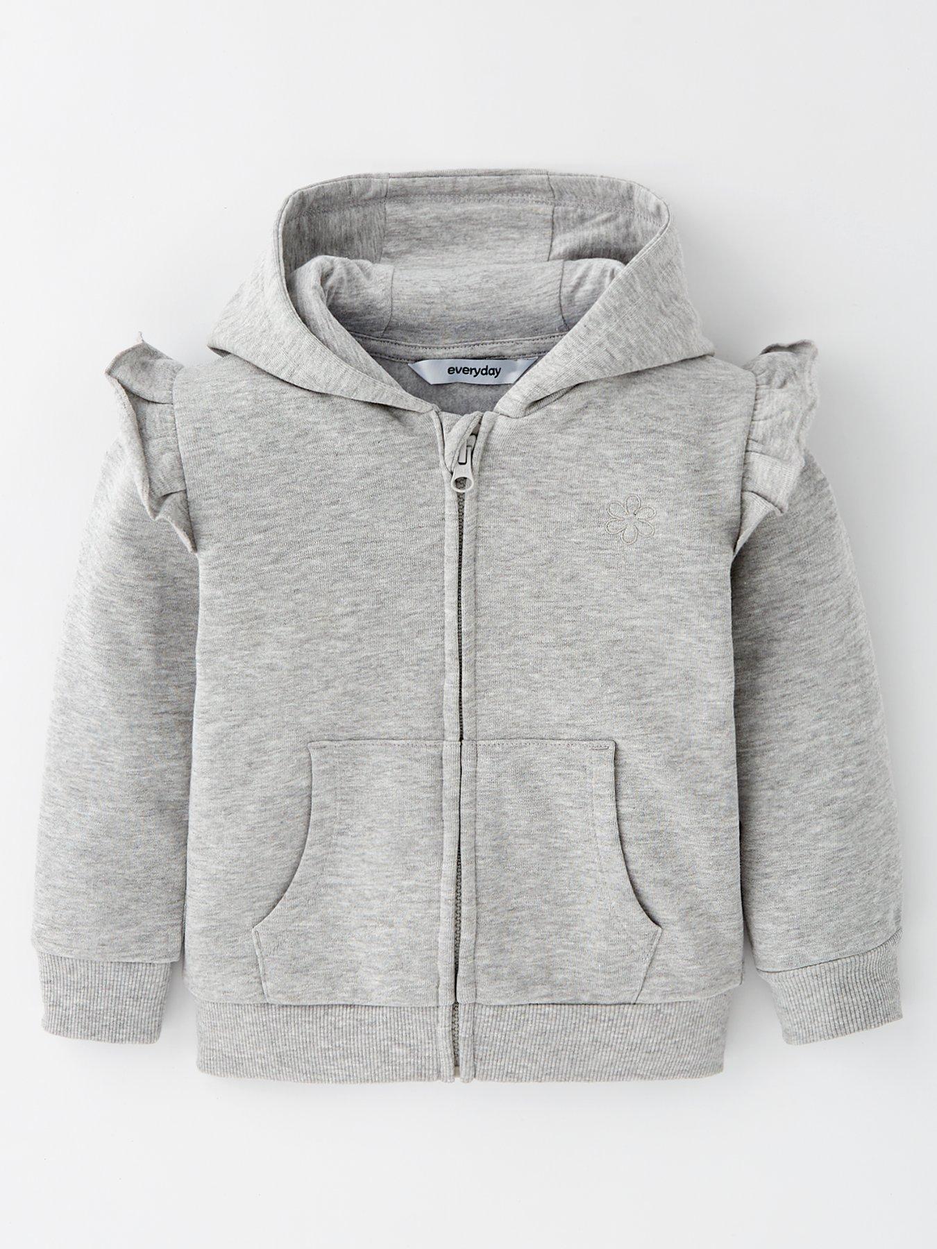 The Very Collection Girls Frill Zip Through Hoodie - Grey