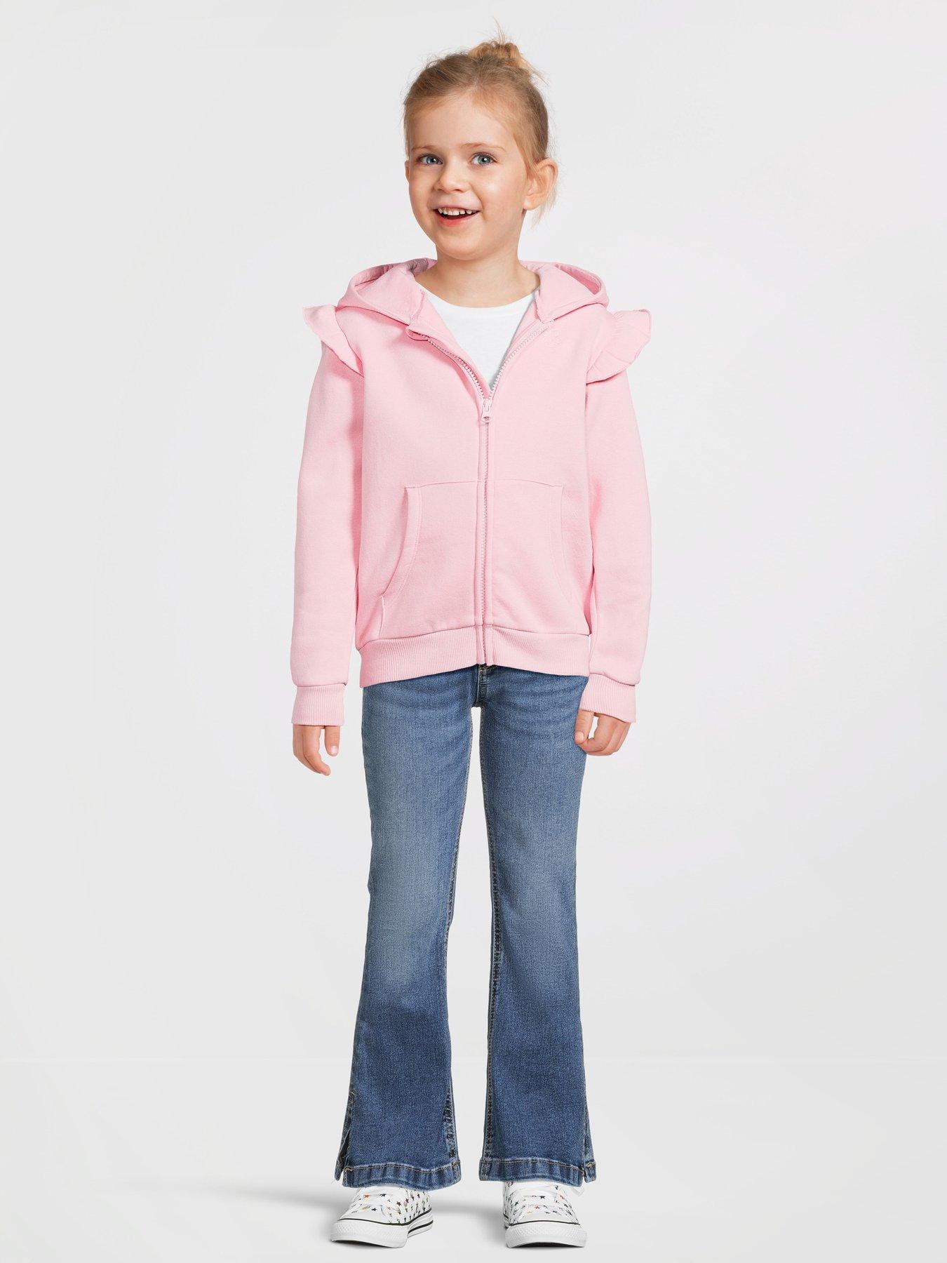 Everyday Girls Frill Zip Through Hoodie - Pink | Littlewoods