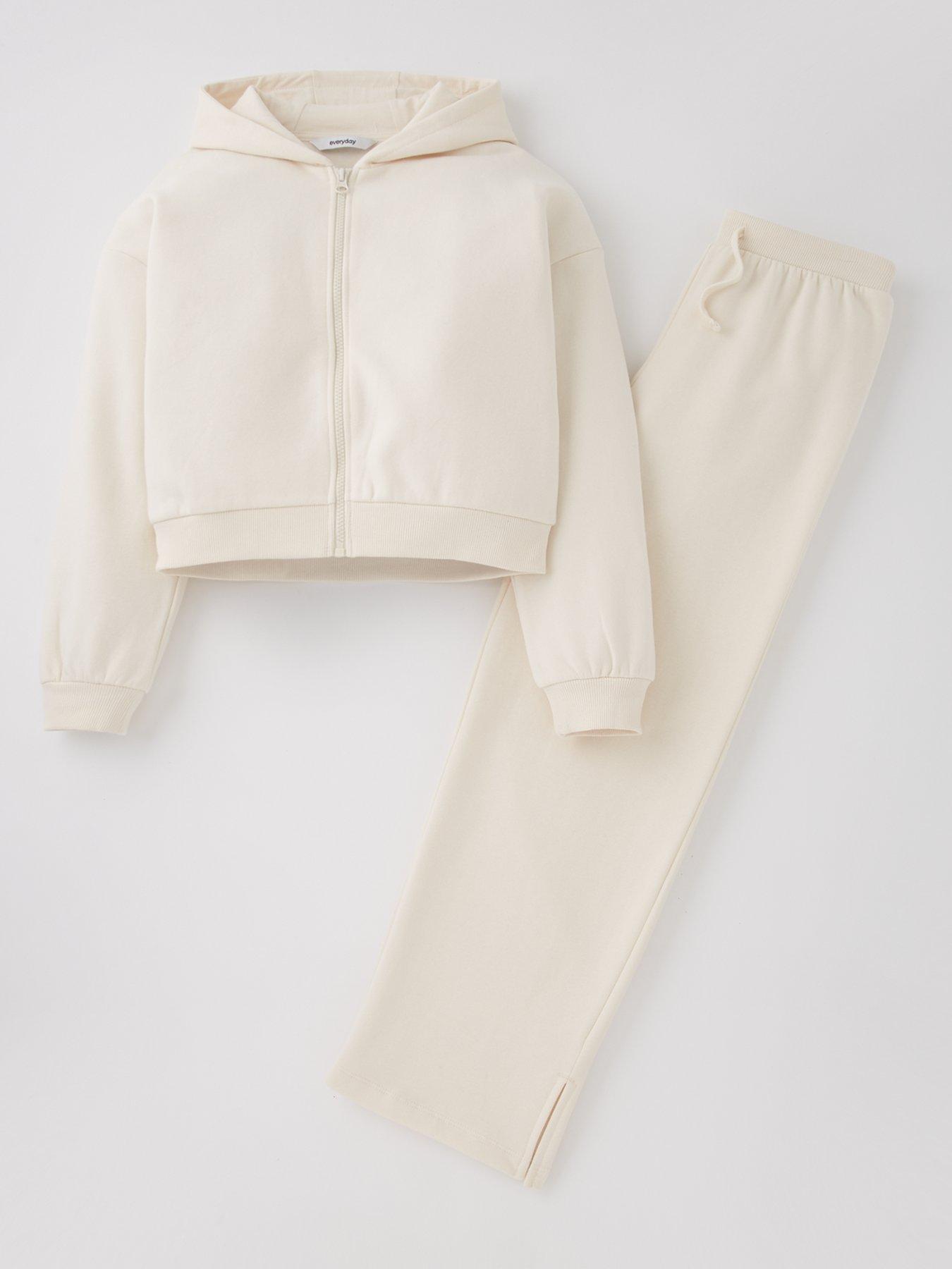  image of everyday-girls-hoodie-and-jogger-set-ecru