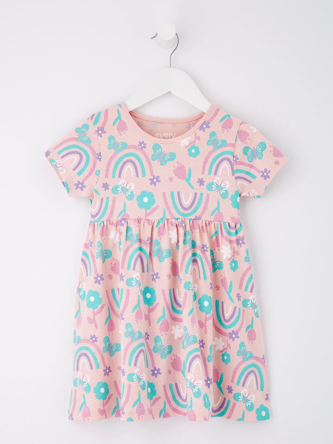 Everyday Girls Rainbow Short Sleeve Single Jersey Dress Pink