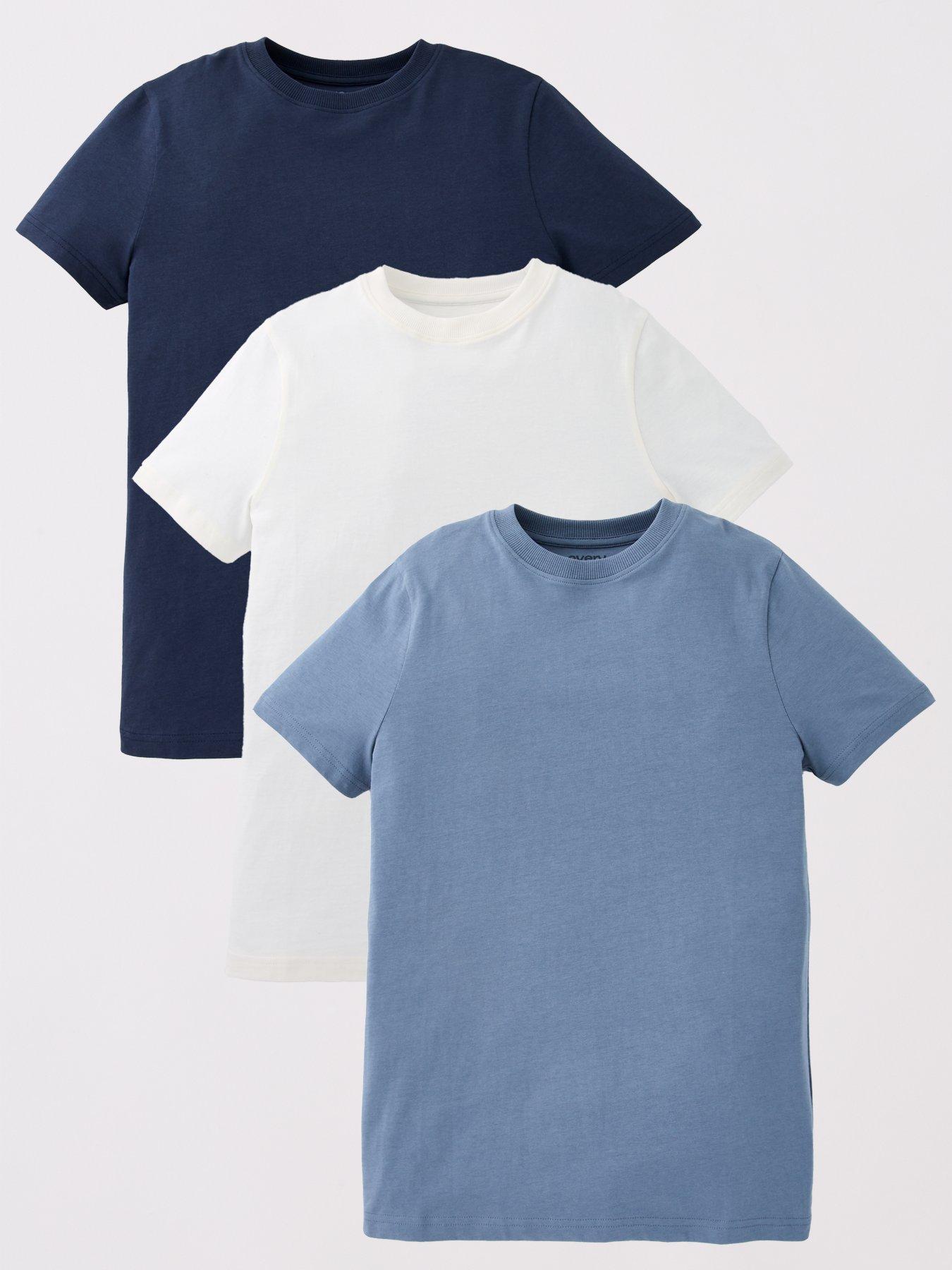 Everyday Boys 3 Pack Solid Short Sleeve T-Shirt - Blue