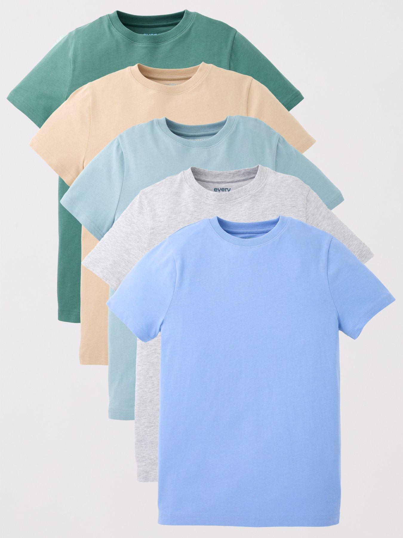 undefined Boys 5 Pack Solid Short Sleeve T-Shirt - Blue
