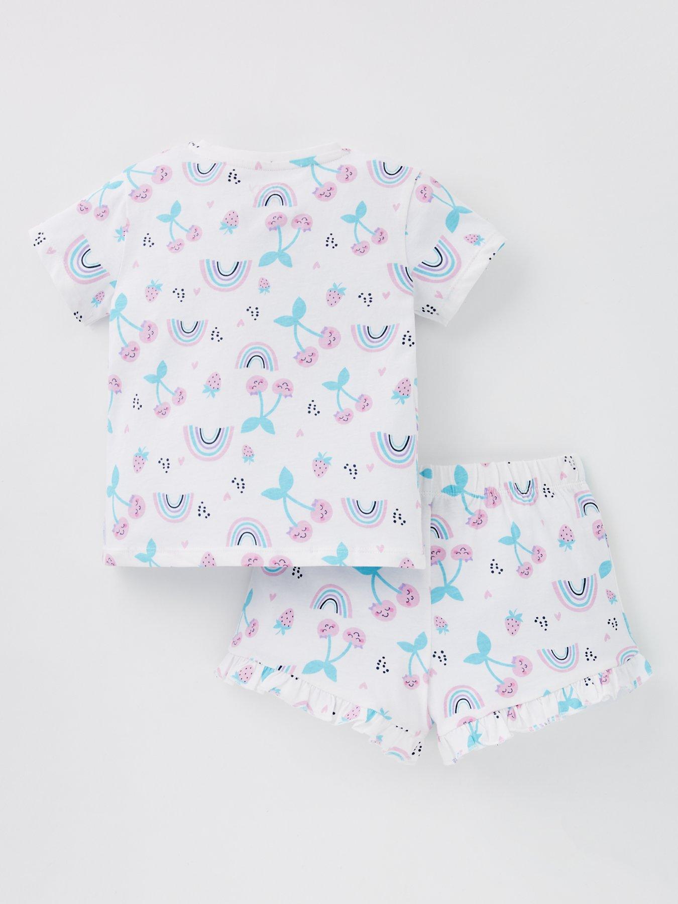 back image of everyday-girls-fruit-and-rainbow-print-short-pyjama-set-multi