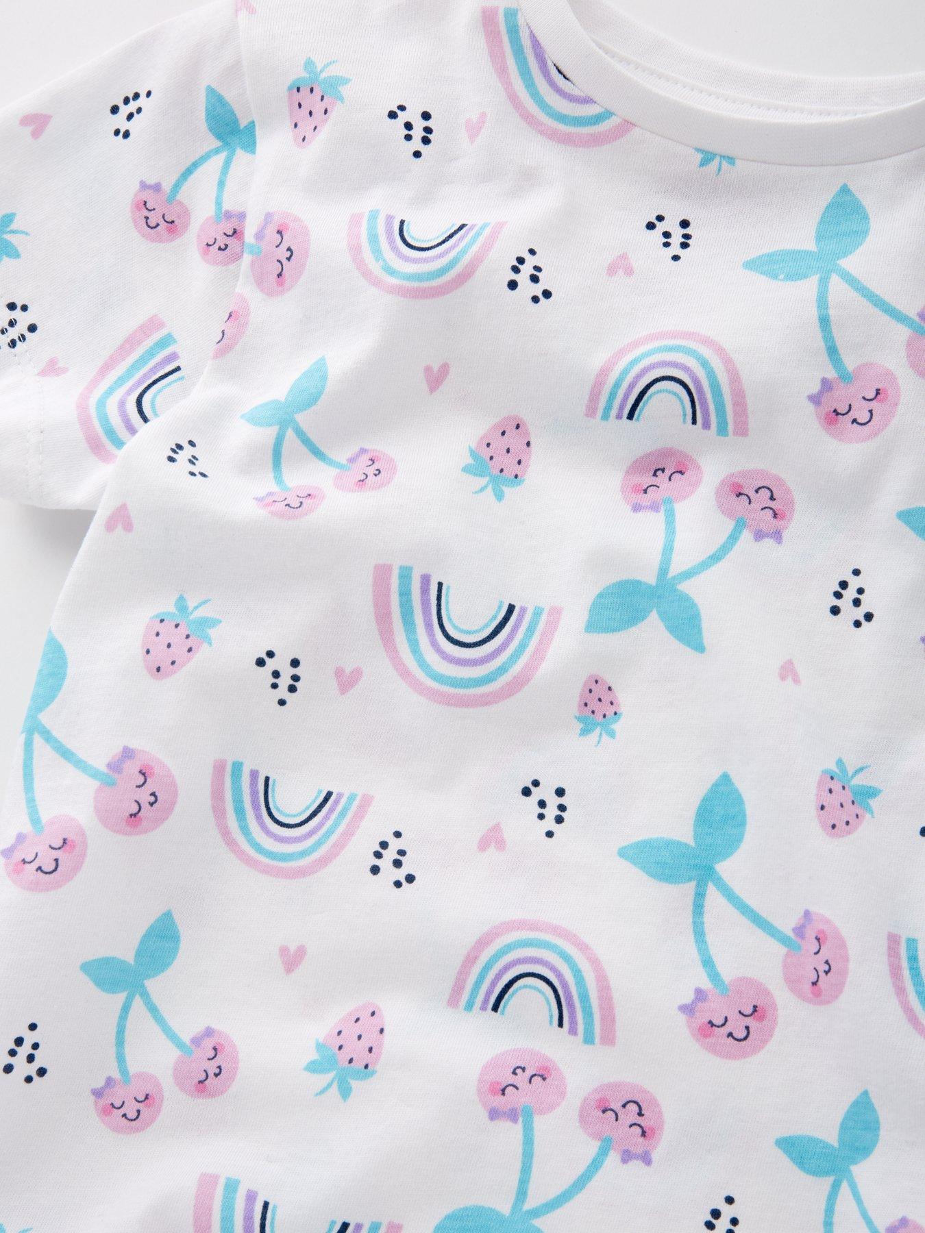  image of everyday-girls-fruit-and-rainbow-print-short-pyjama-set-multi