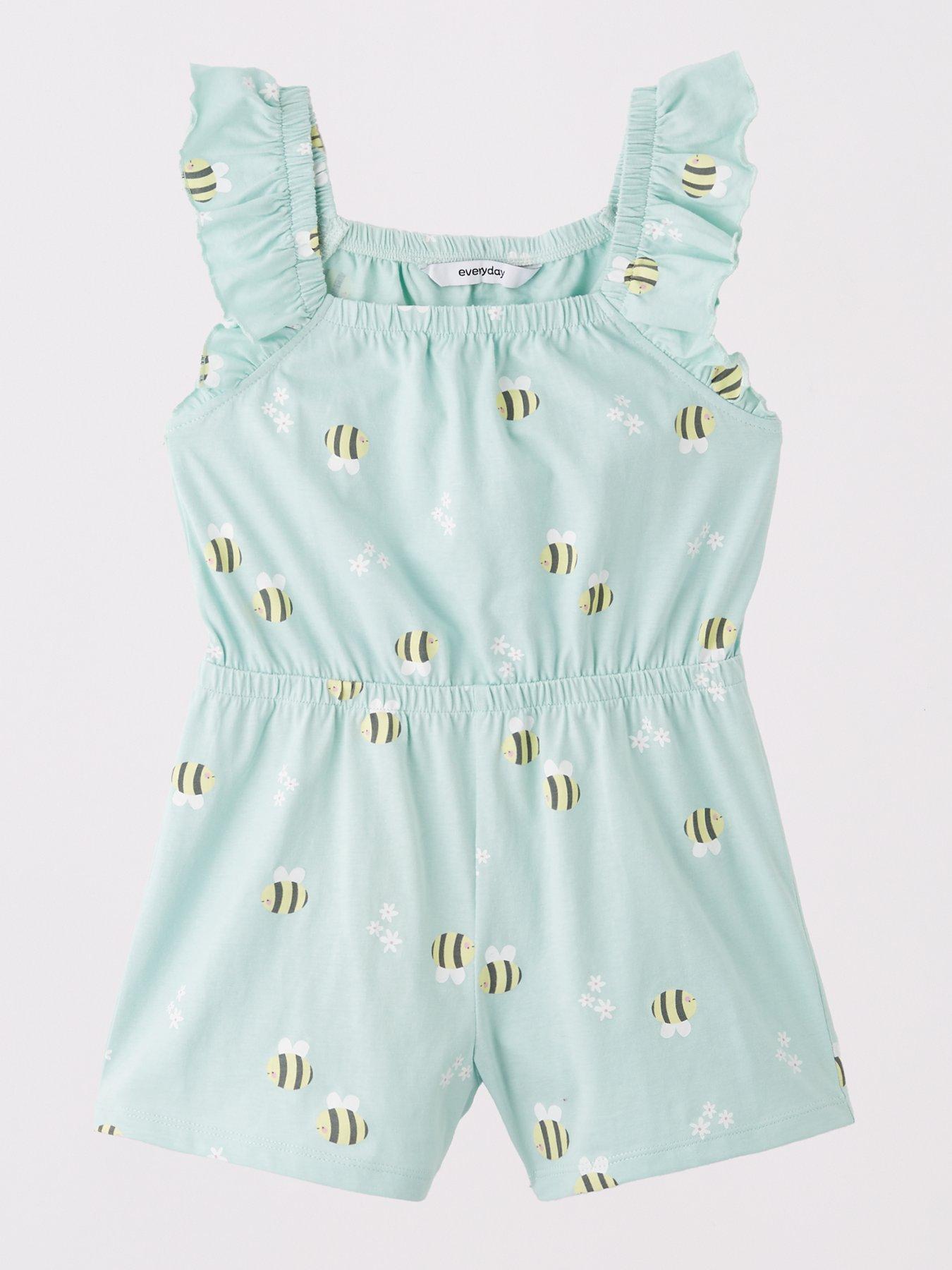 back image of everyday-girls-2-pack-bumblebee-print-jersey-playsuit