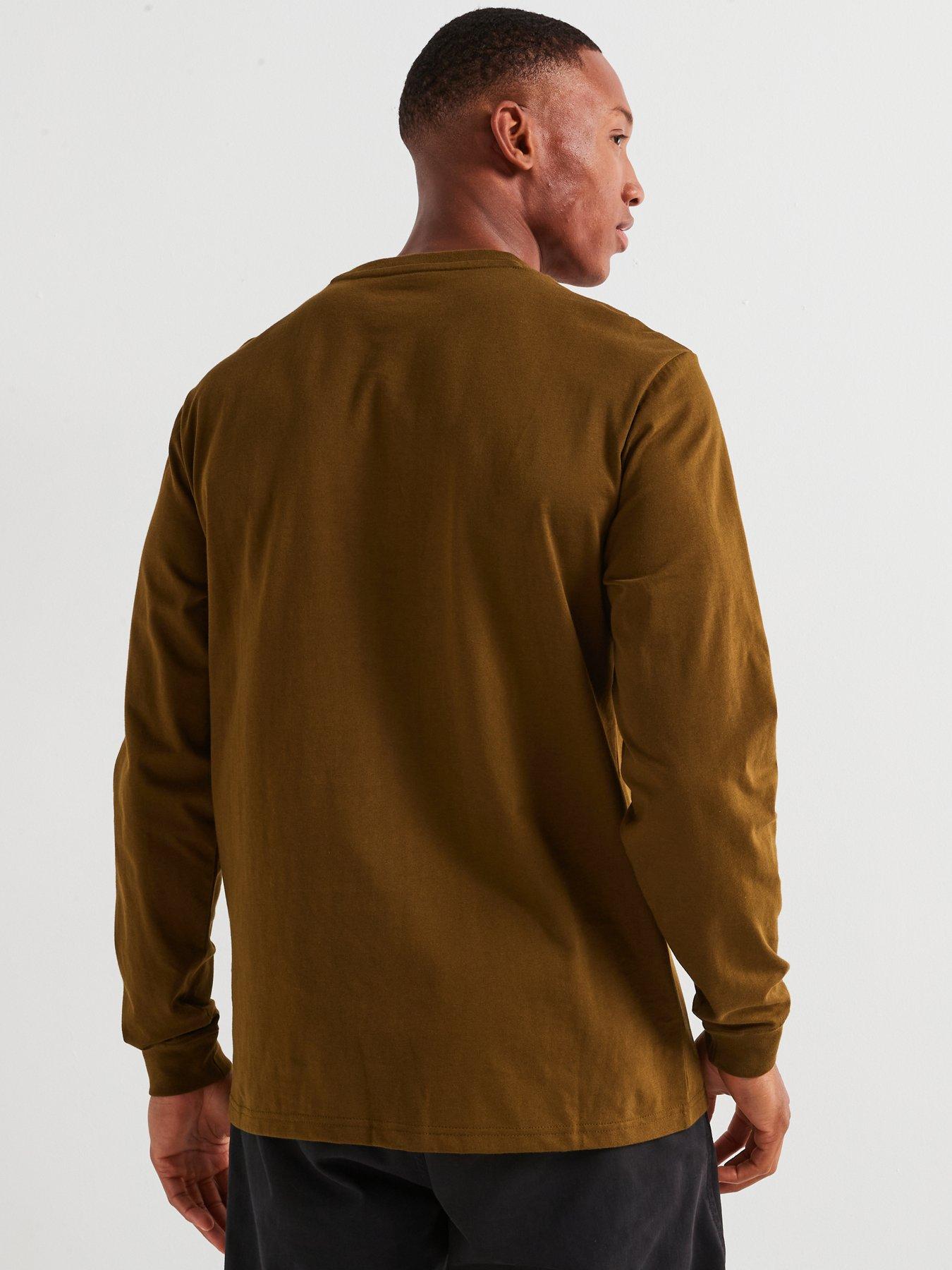  image of converse-standard-fit-left-chest-star-chev-emb-long-sleeve-t-shirt-khaki