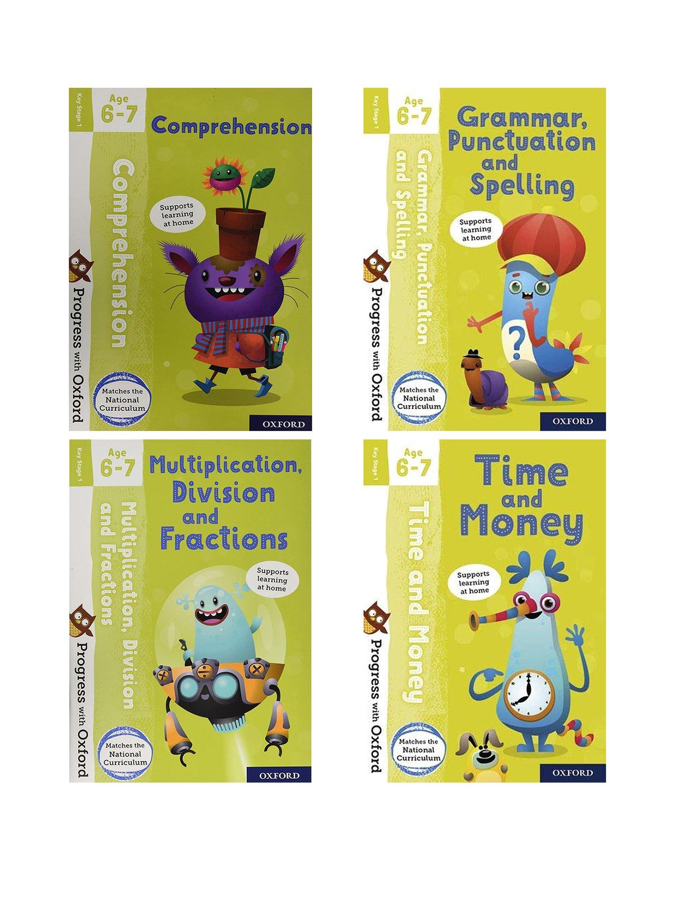 undefined Progress With Oxford: Comprehension, Grammar, Multiplication, Time - Age 6-7 - 4 Book Set