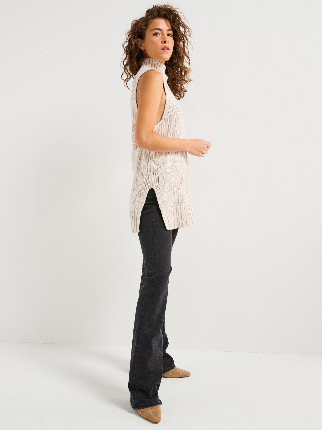  image of calvin-klein-jeans-cable-knit-sleeveless-top-white