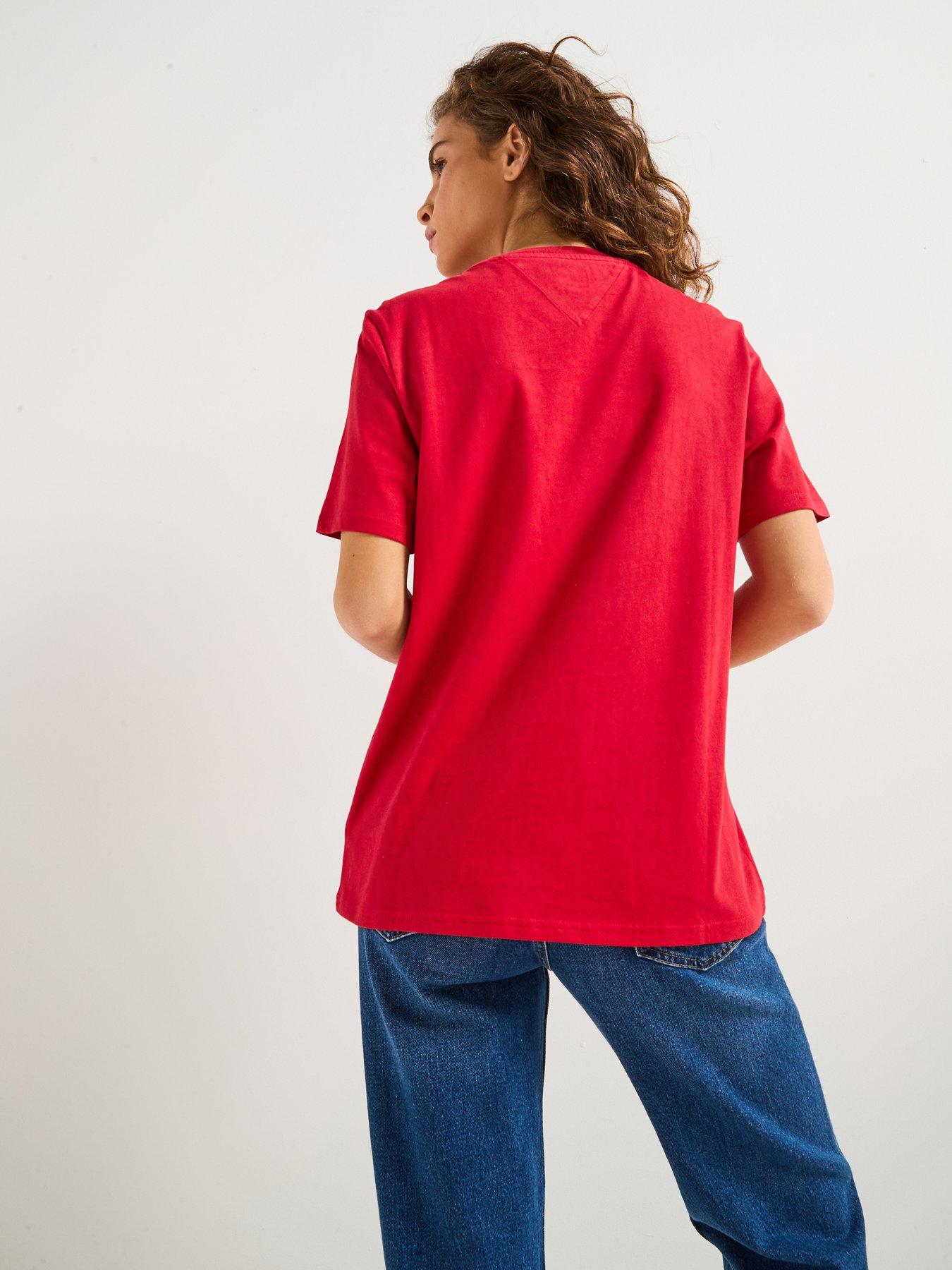  image of tommy-jeans-varisty-logo-oversized-t-shirt-red