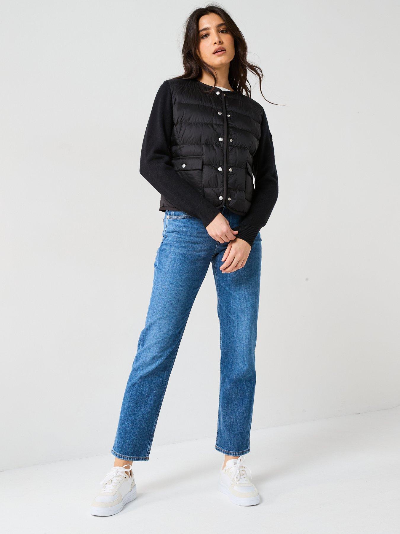  image of tommy-hilfiger-knitted-sleeve-padded-jacket-black