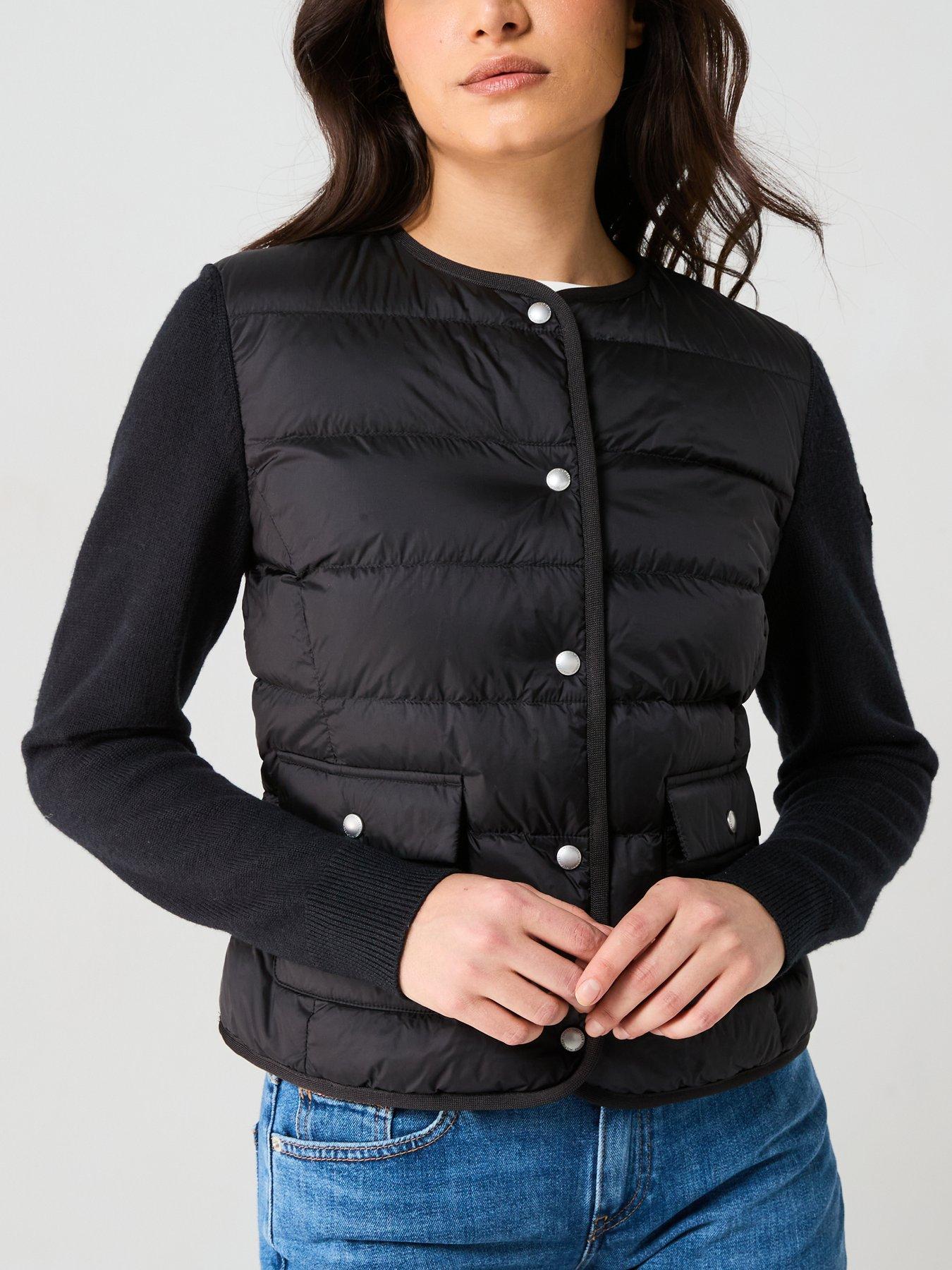  image of tommy-hilfiger-knitted-sleeve-padded-jacket-black