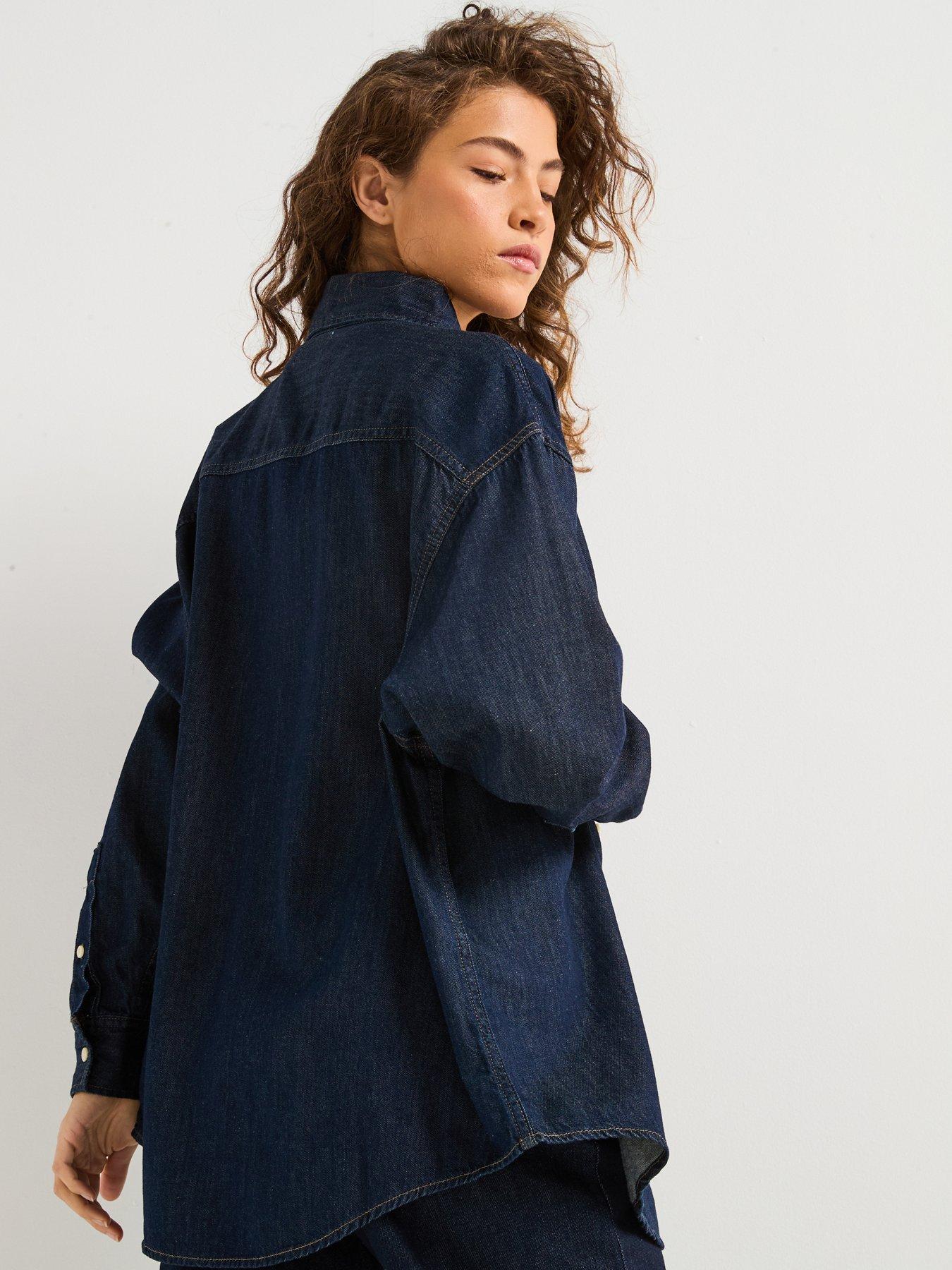  image of calvin-klein-jeans-oversized-denim-shirt-navy