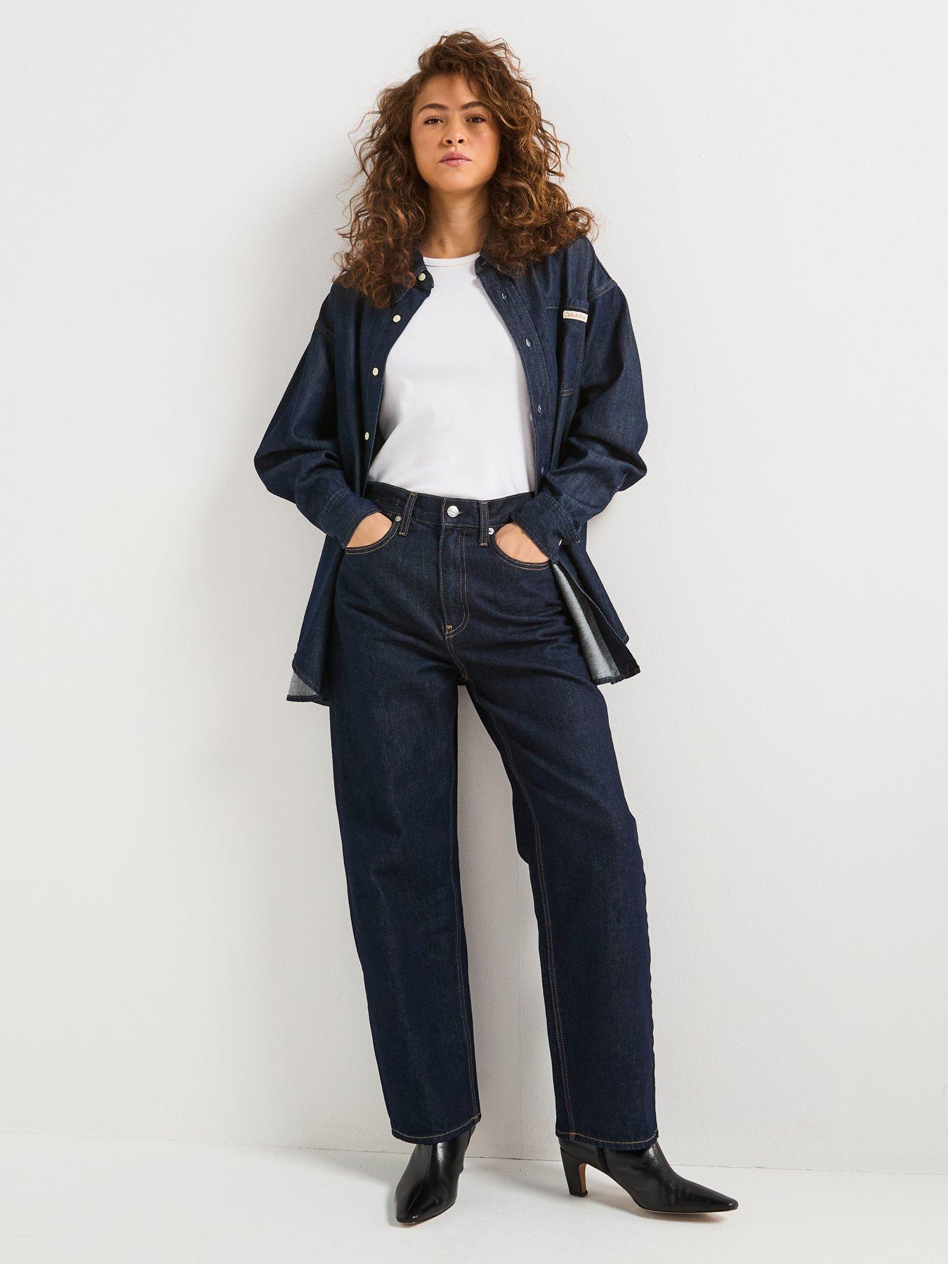  image of calvin-klein-jeans-oversized-denim-shirt-navy