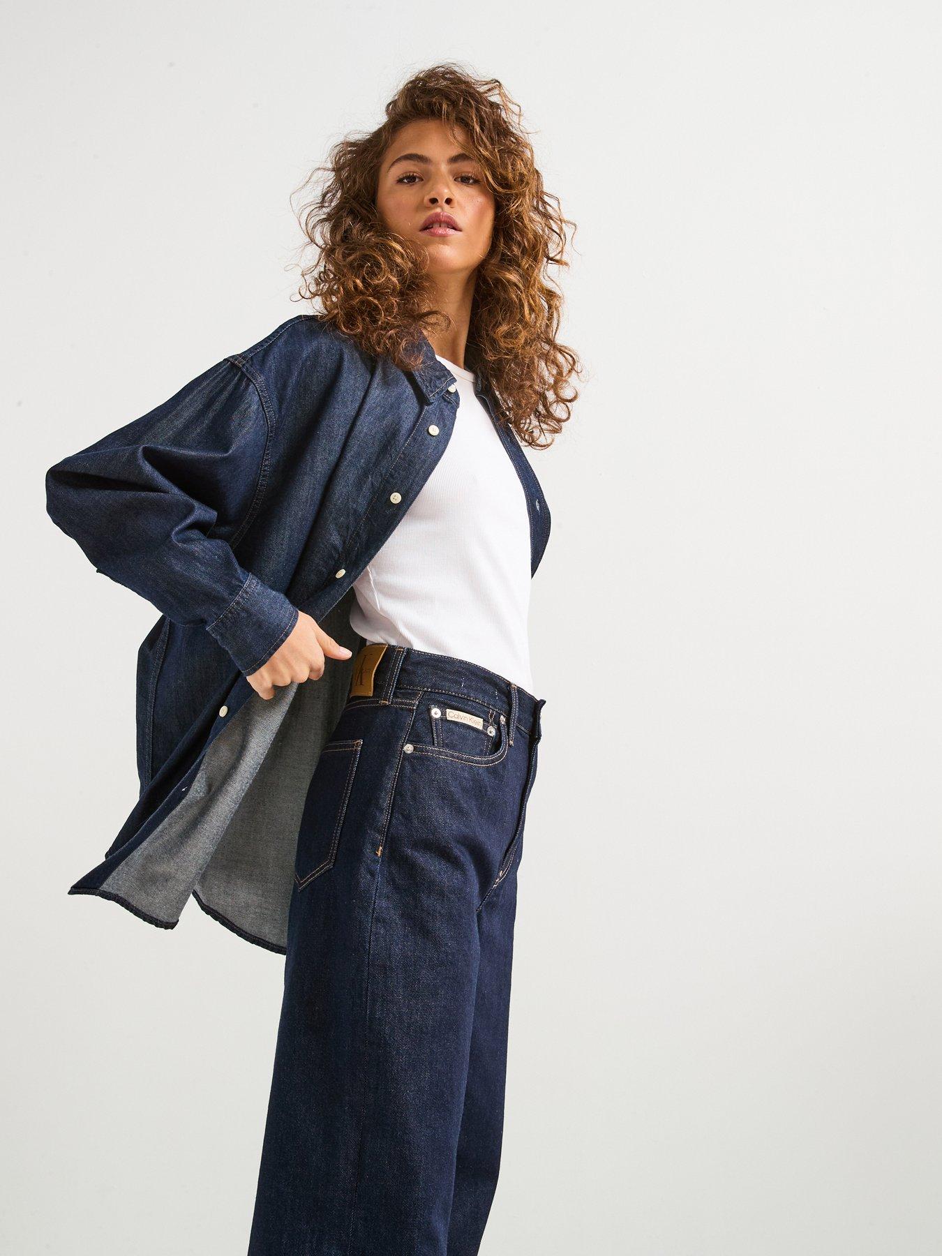  image of calvin-klein-jeans-oversized-denim-shirt-navy
