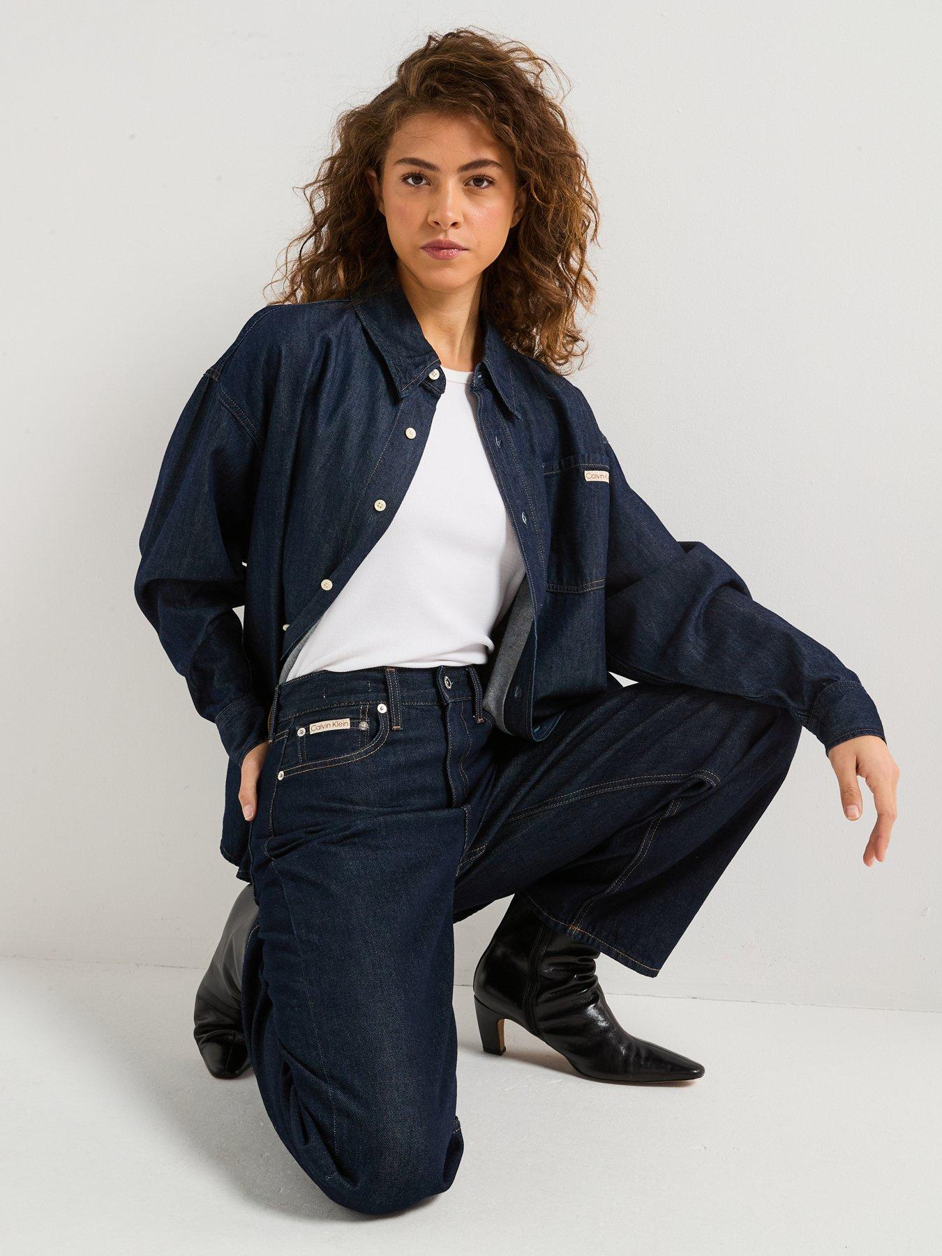  image of calvin-klein-jeans-oversized-denim-shirt-navy