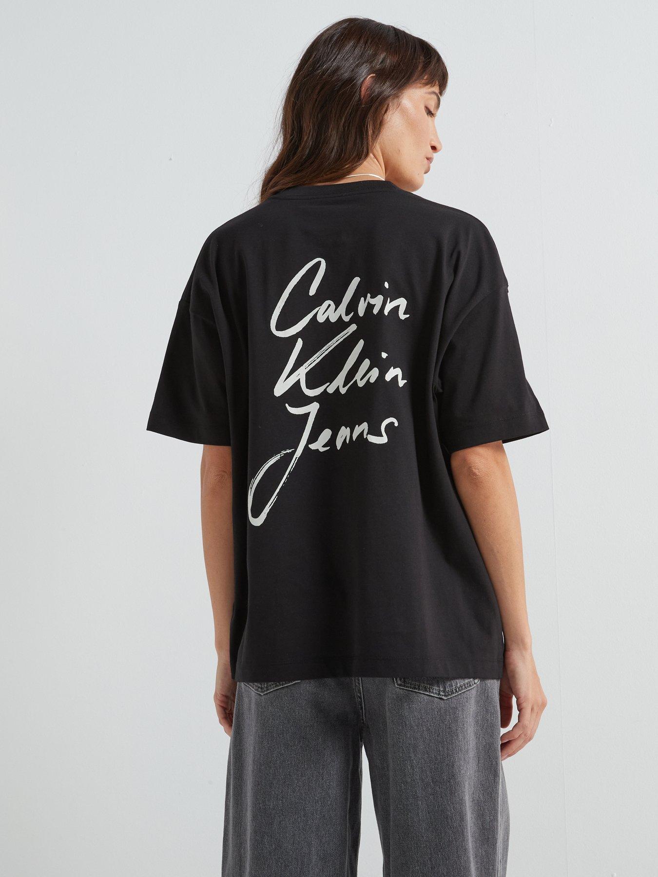 undefined Script Logo Back Oversized T-Shirt - Black