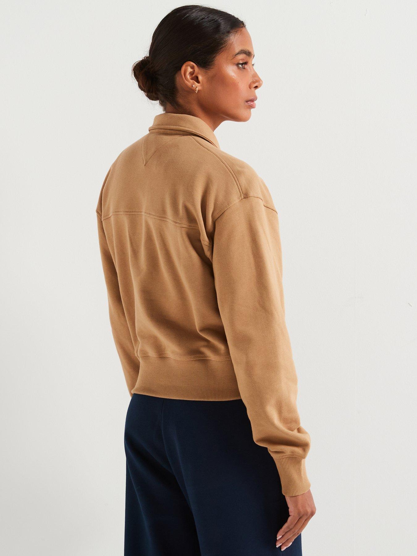  image of tommy-hilfiger-button-detail-polo-sweatshirt-brown