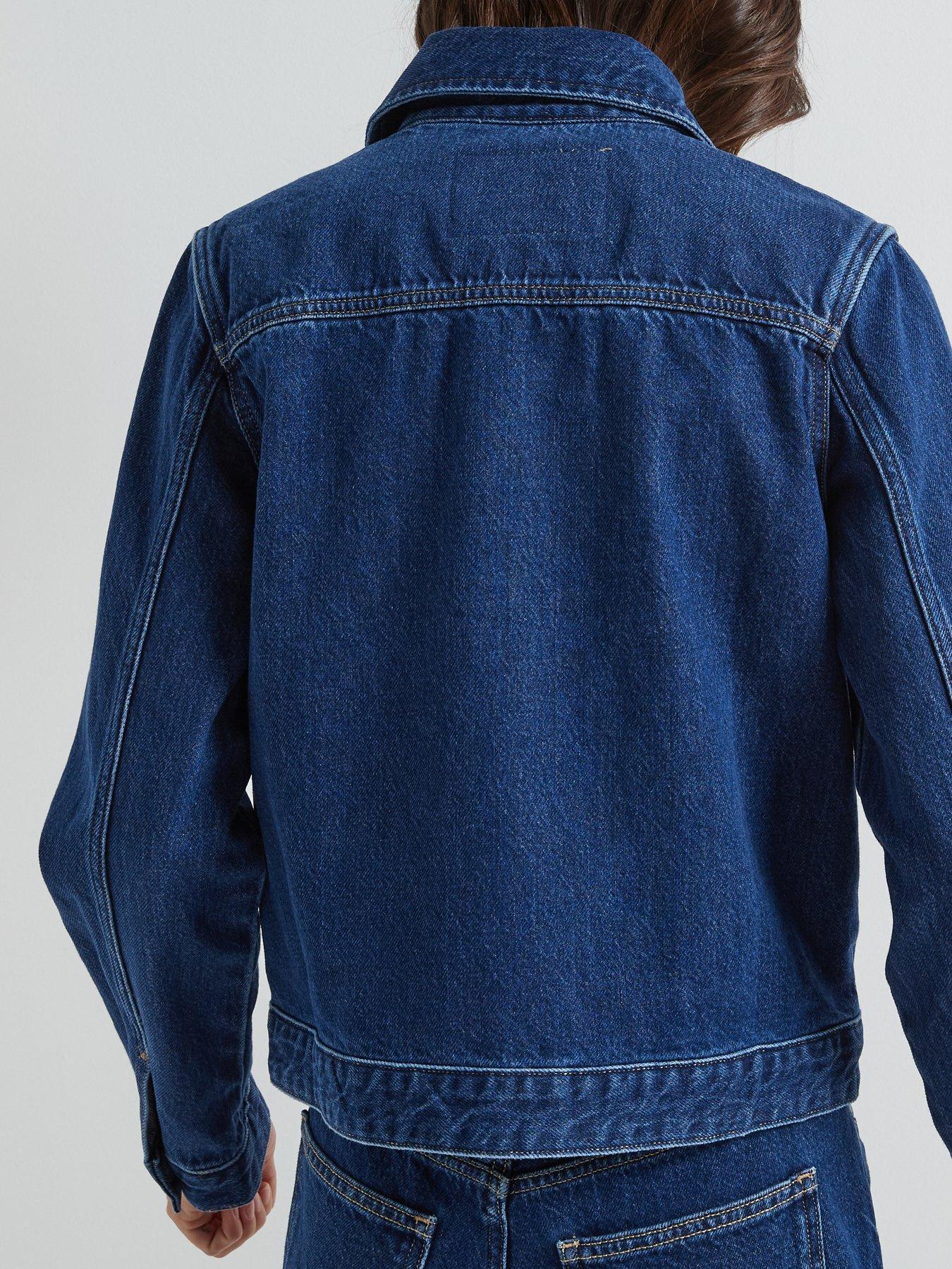  image of calvin-klein-jeans-zip-front-denim-jacket-navy