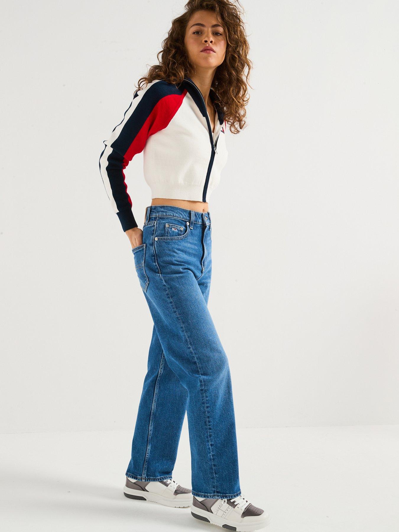  image of tommy-jeans-colourblock-zip-front-cardigan-white