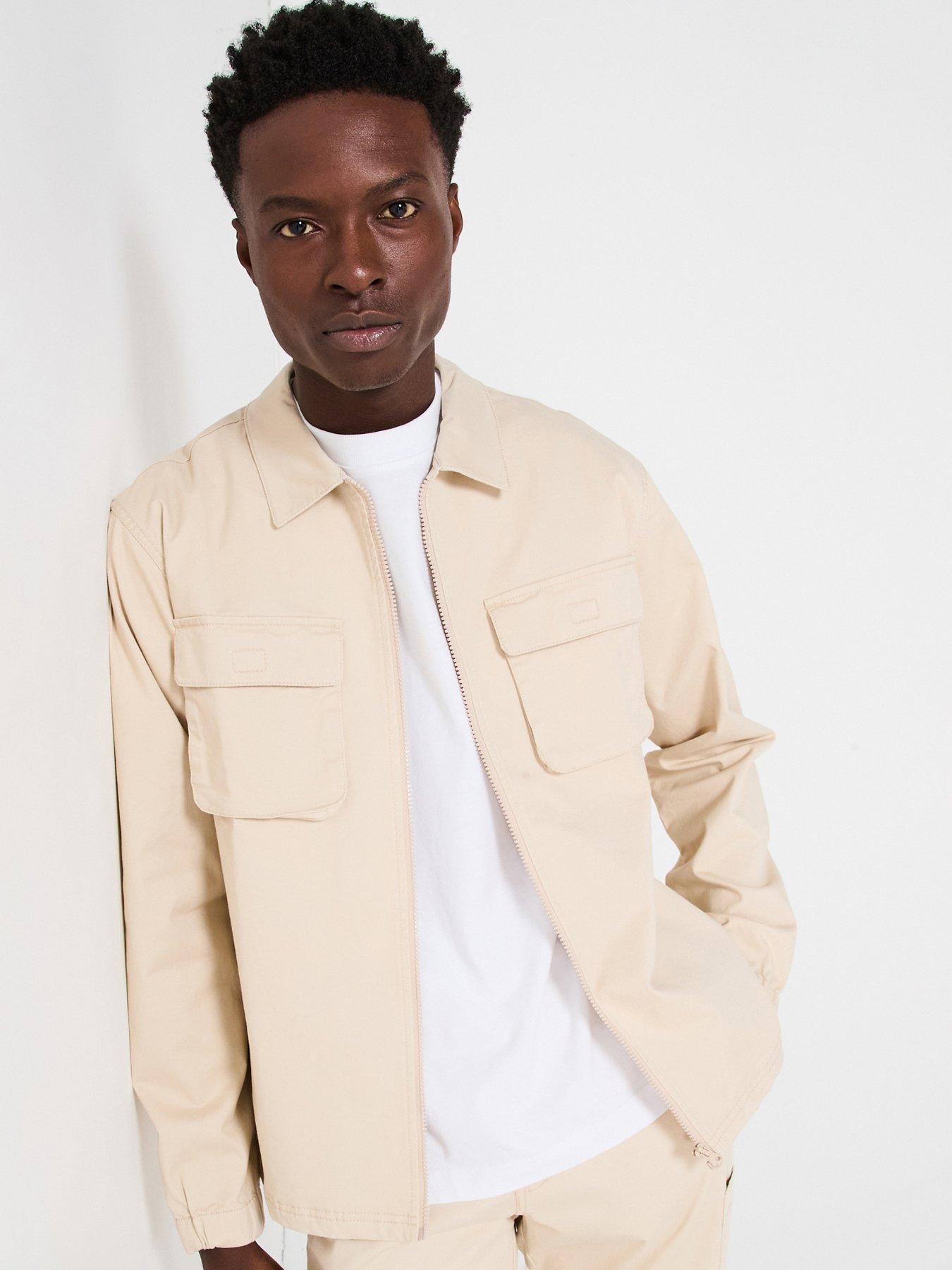 Very Man Garment Washed Overshirt - Natural | Littlewoods