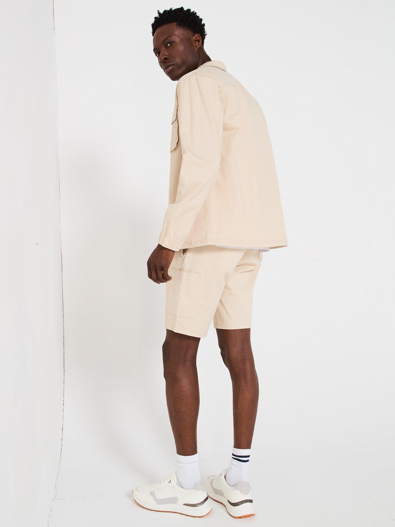 Very Man Garment Washed Overshirt - Natural | Littlewoods