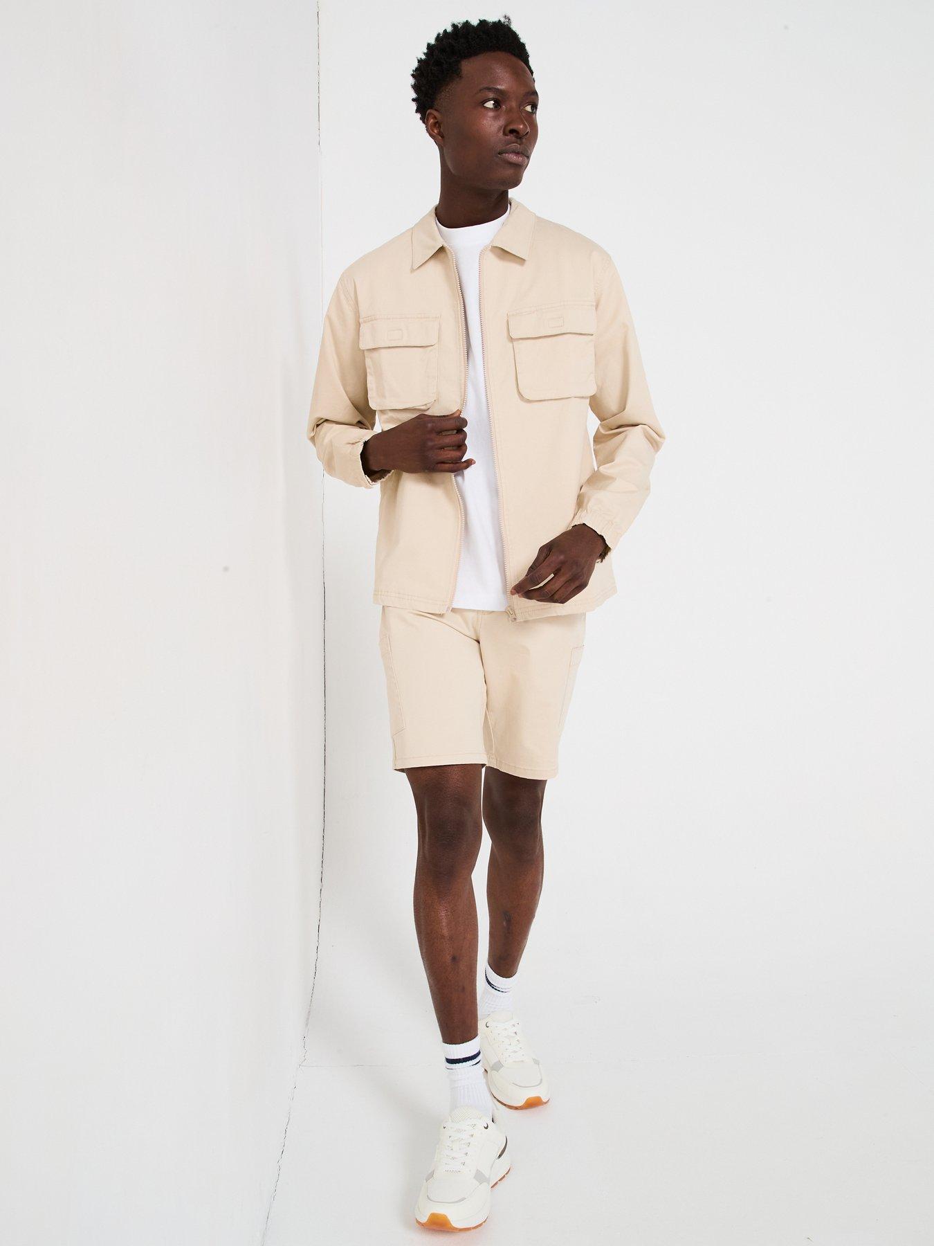 Very Man Garment Washed Overshirt - Natural | Littlewoods