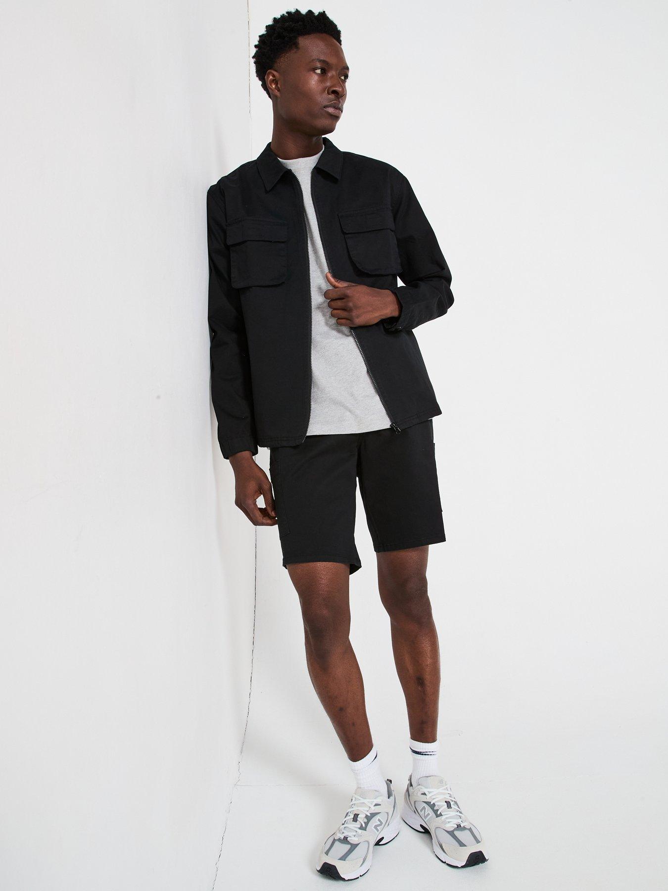  image of very-man-garment-washed-cargo-short-black