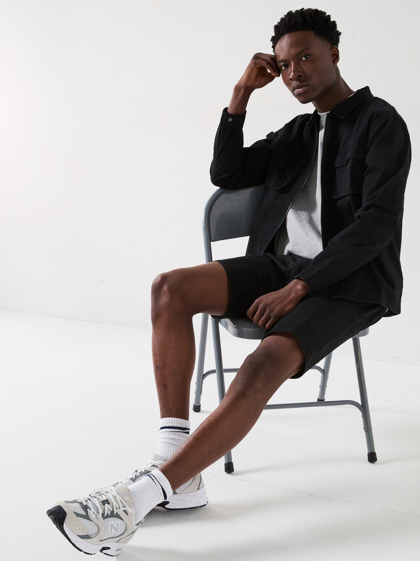  image of very-man-garment-washed-cargo-short-black