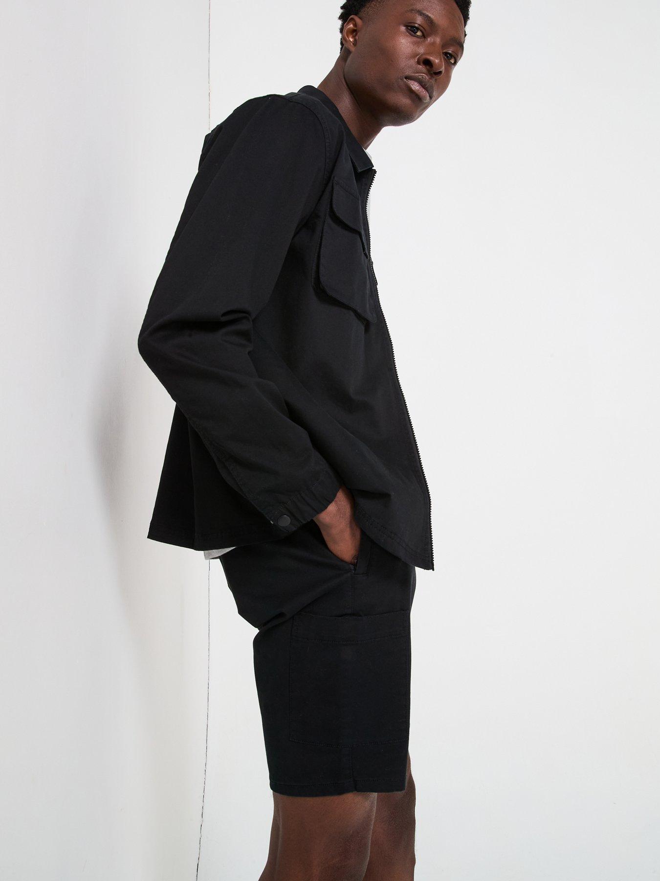  image of very-man-garment-washed-cargo-short-black