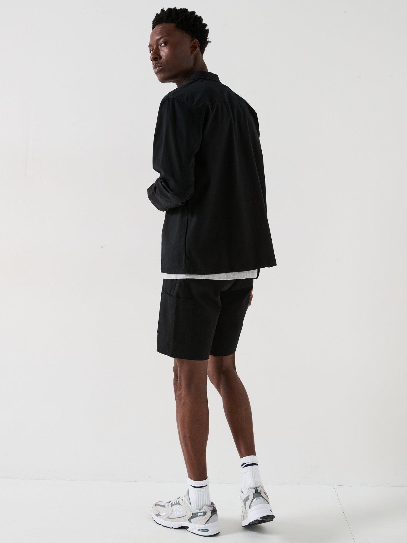  image of very-man-garment-washed-cargo-short-black