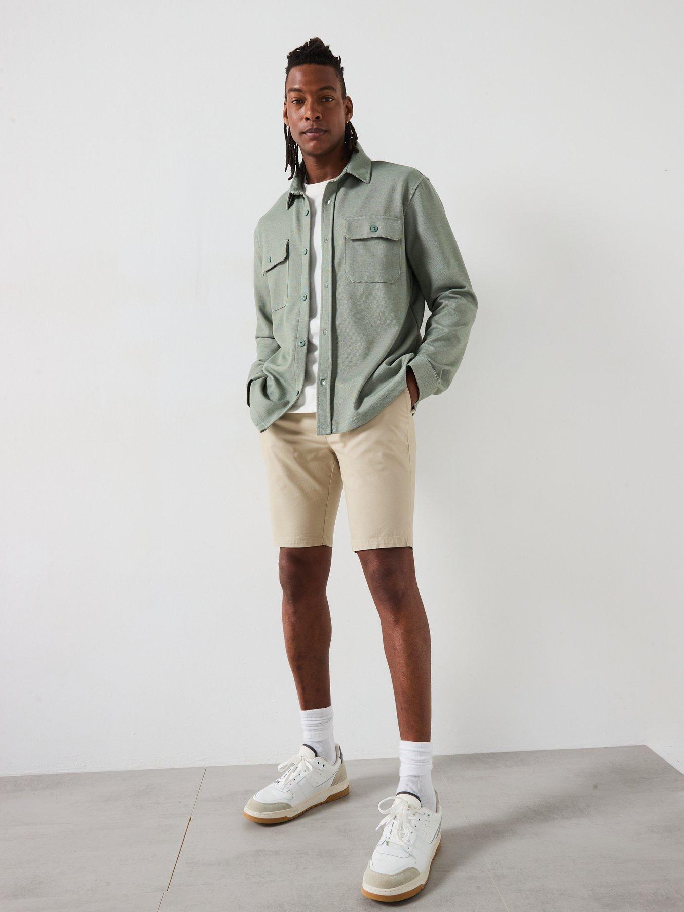  image of very-man-slim-stretch-chino-shorts-stone