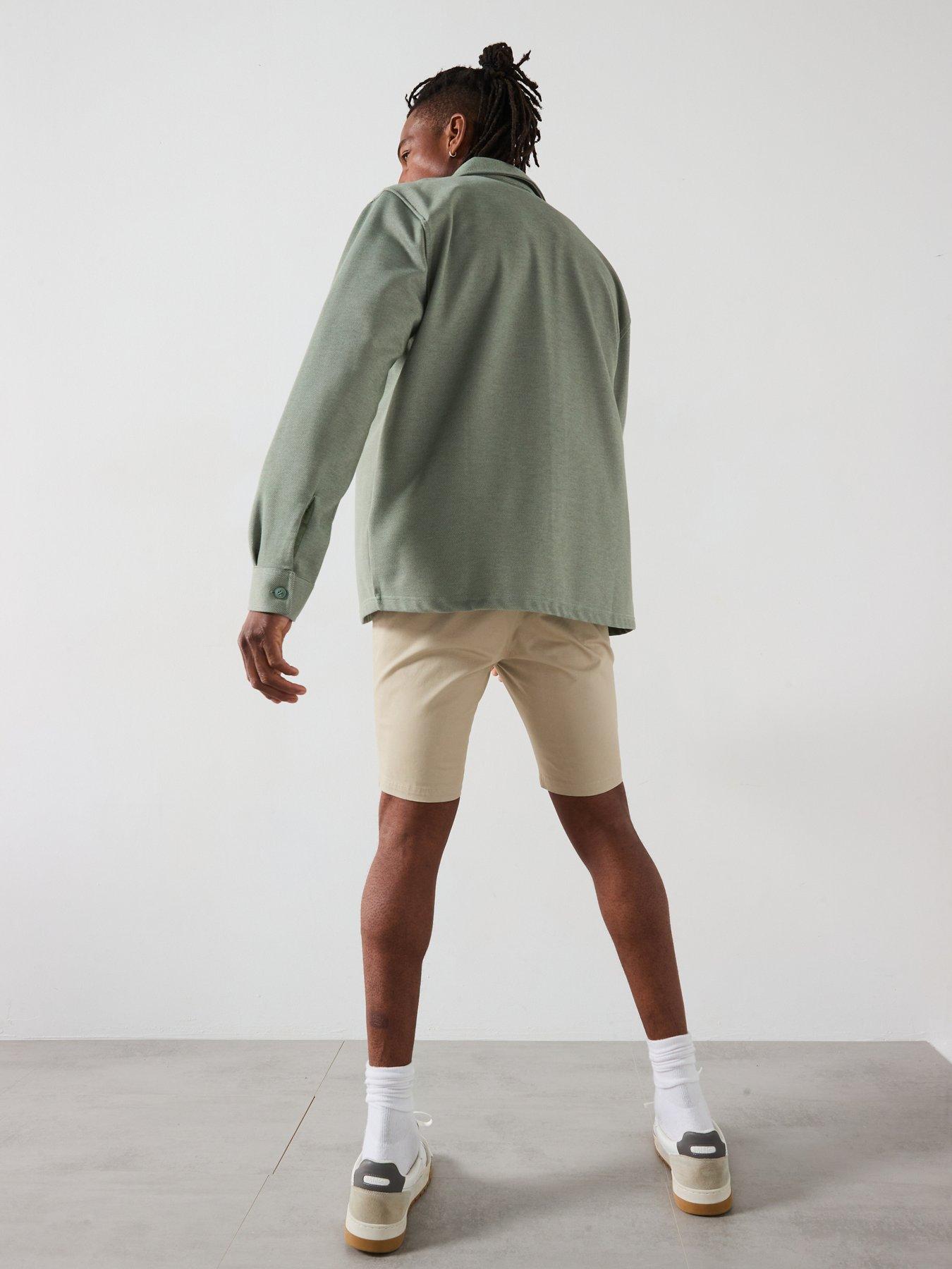  image of very-man-slim-stretch-chino-shorts-stone