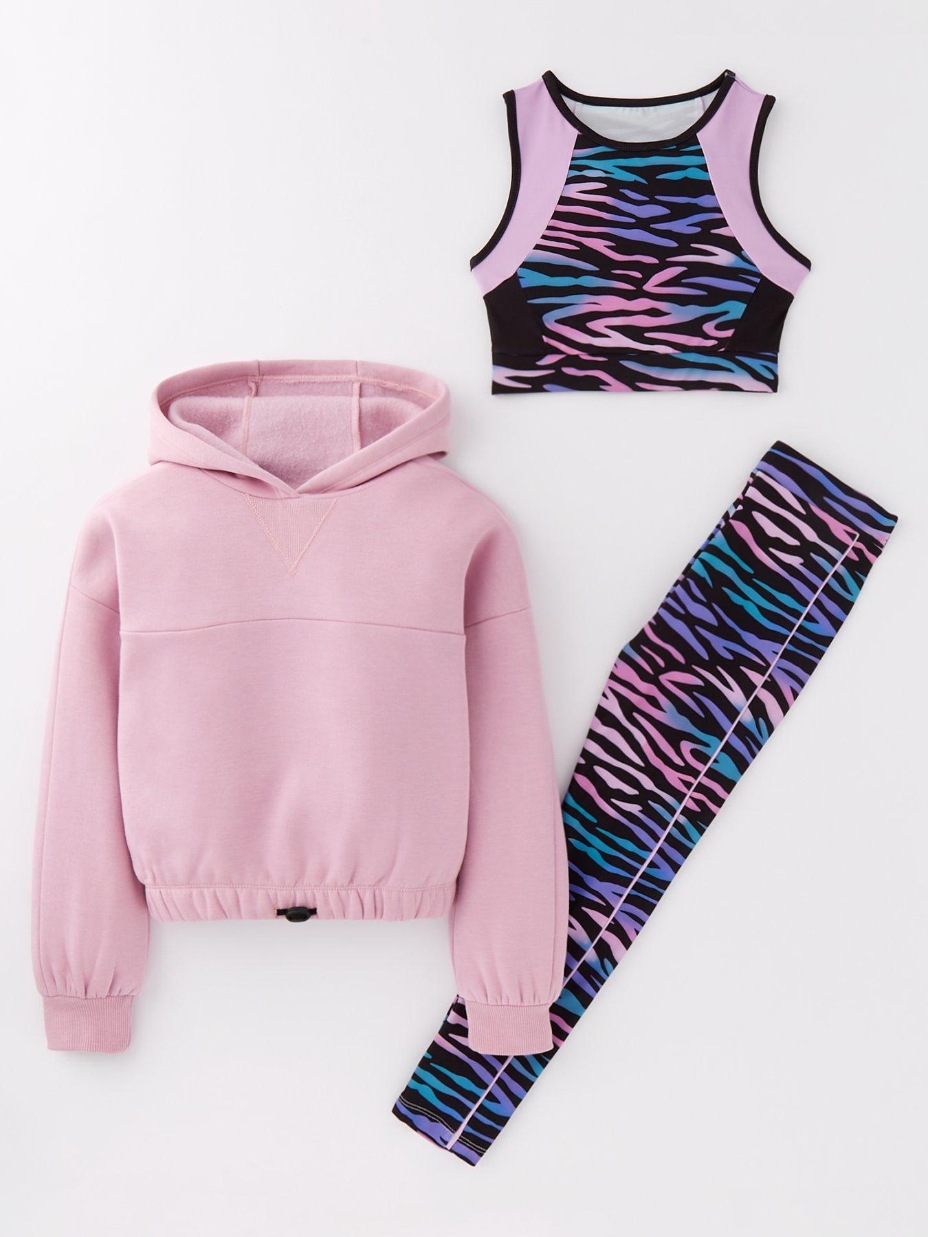 undefined Girls 3 Piece Zebra Print Active Set