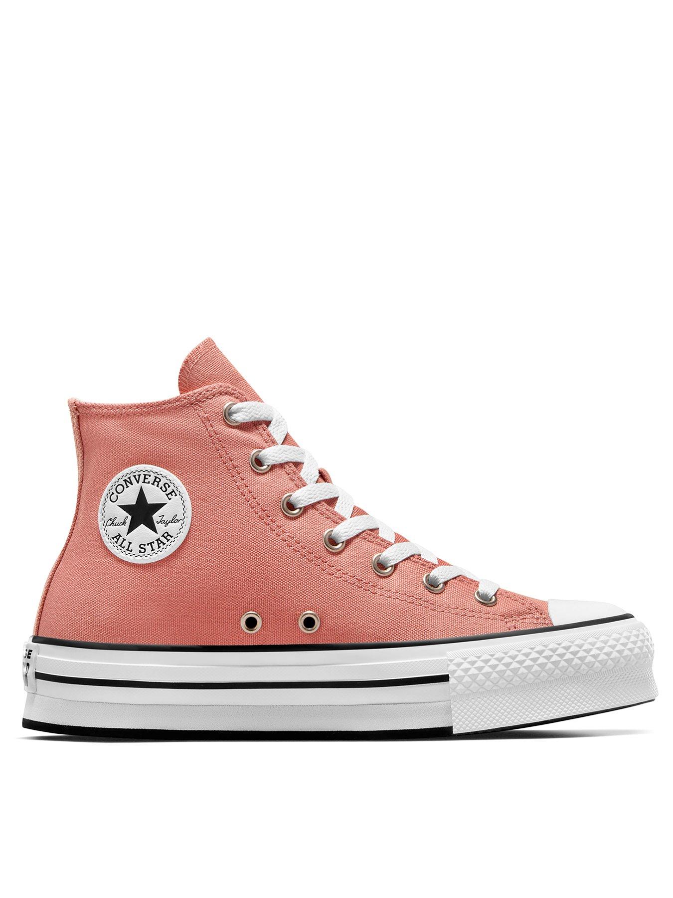 Converse Junior Girls Hyper Brights High Tops Trainers Turquoise Pink littlewoods