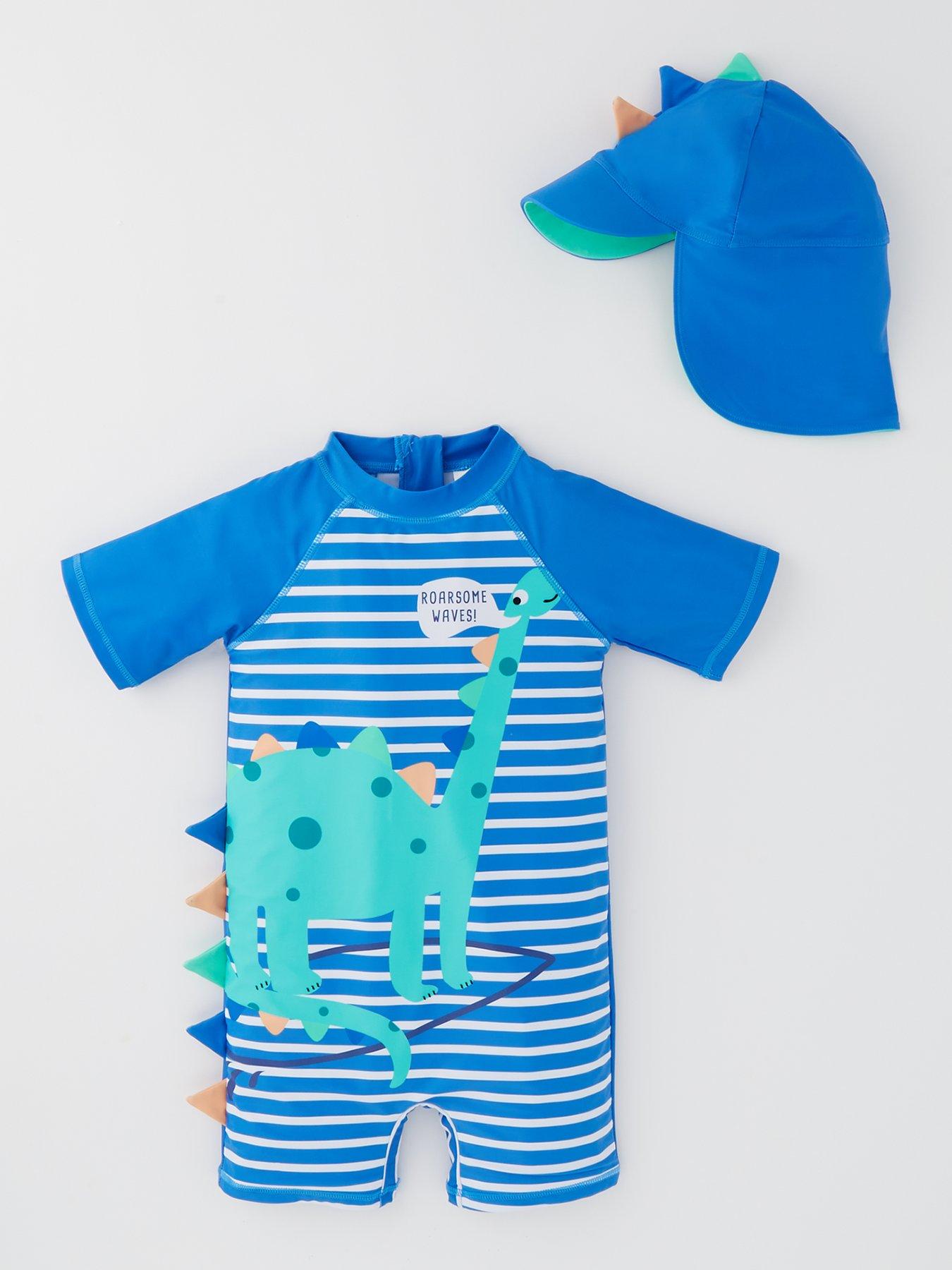  image of mini-v-by-very-boys-2-piece-dinosaur-sunsafe-and-hat-multi