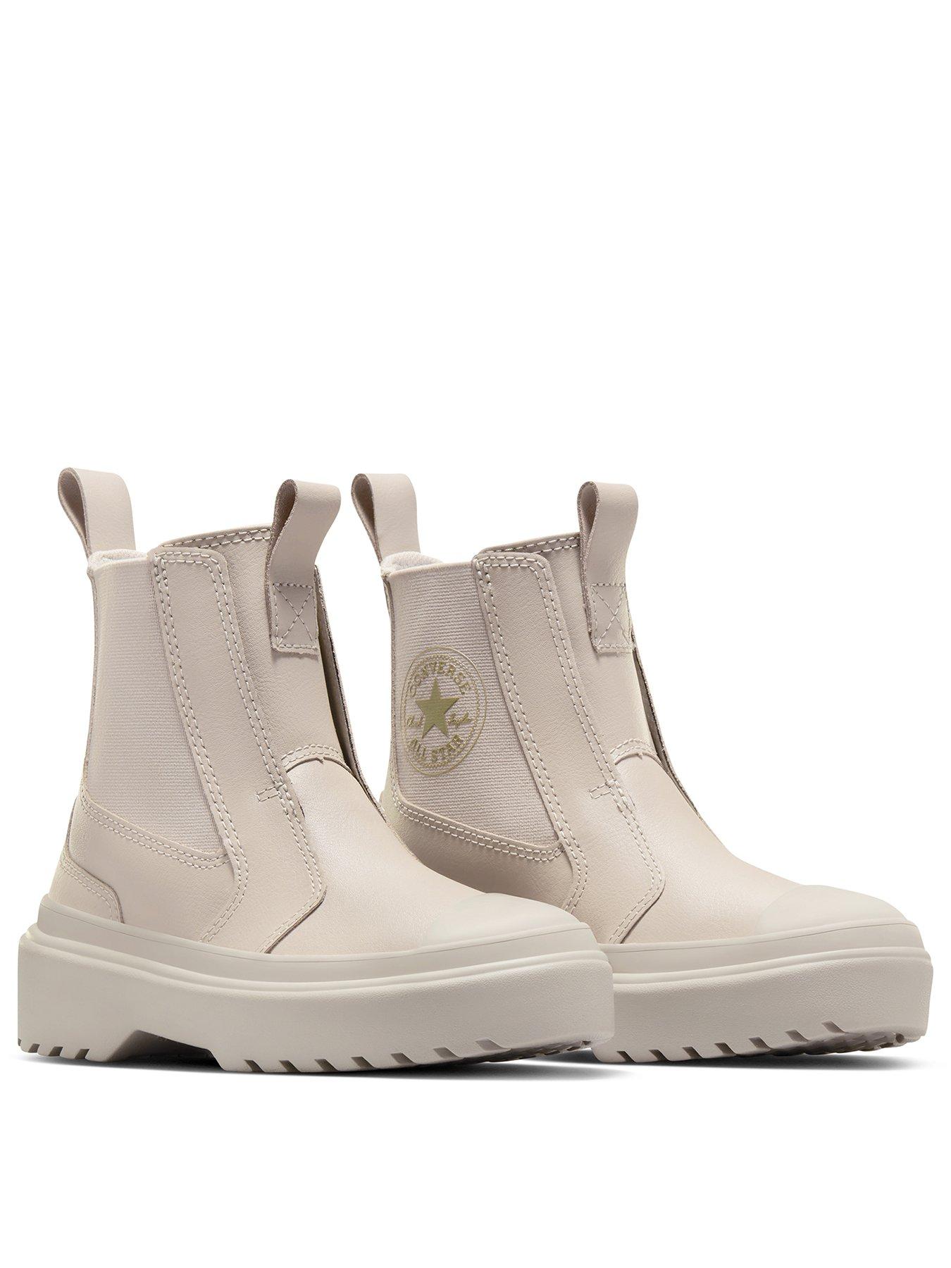  image of converse-junior-girls-crafted-fashion-leather-hi-trainers-beige