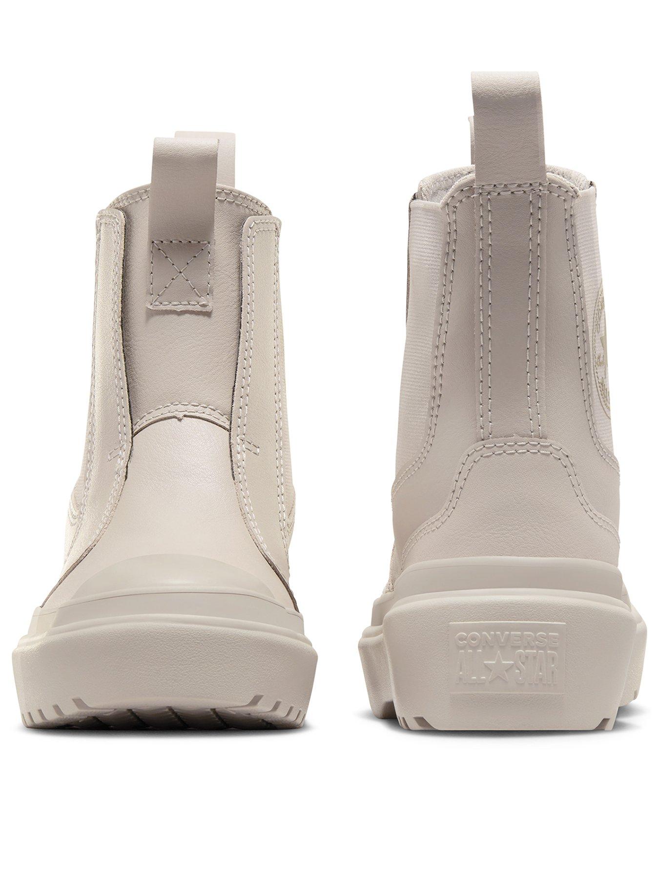  image of converse-junior-girls-crafted-fashion-leather-hi-trainers-beige