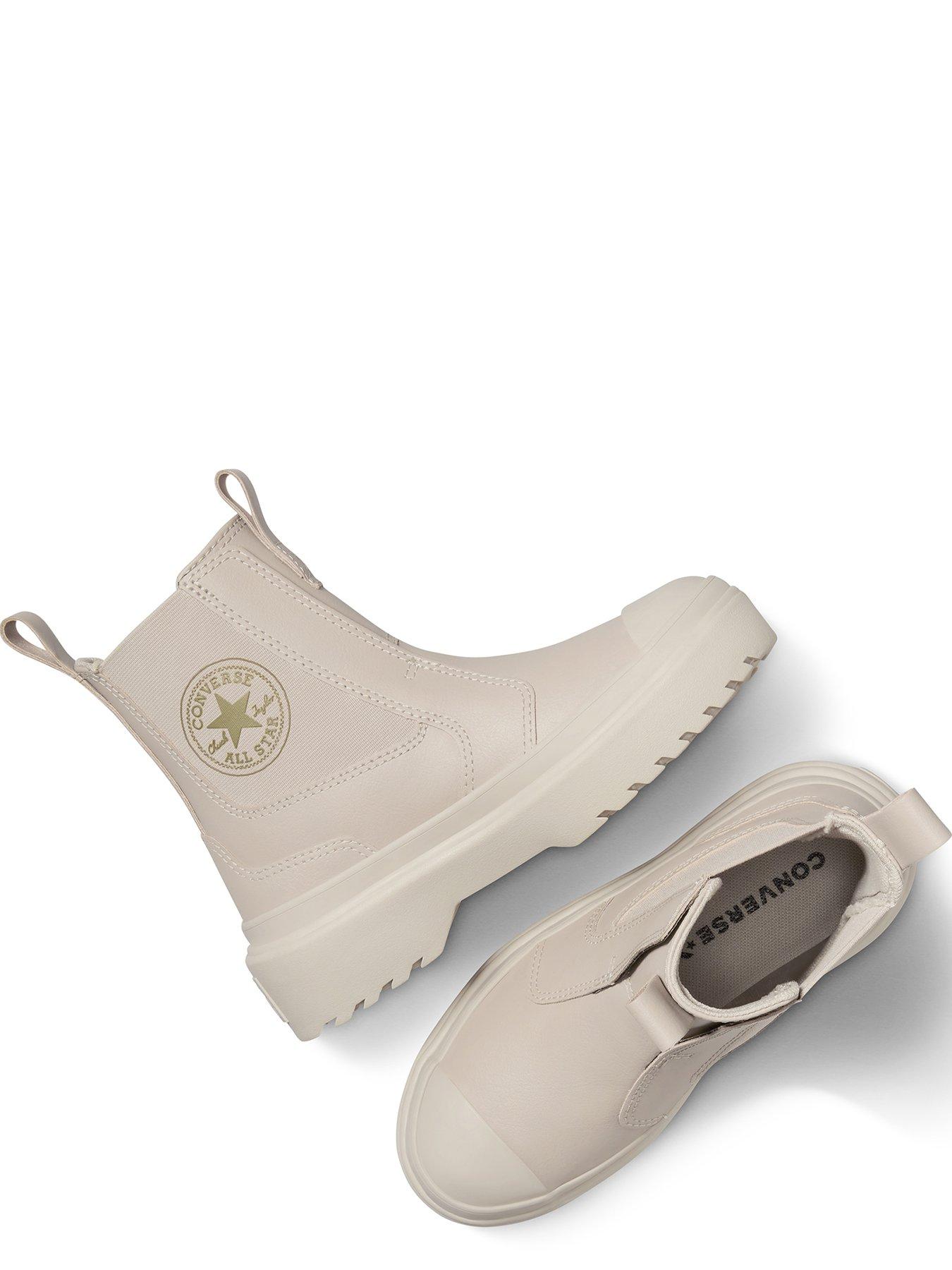  image of converse-junior-girls-crafted-fashion-leather-hi-trainers-beige